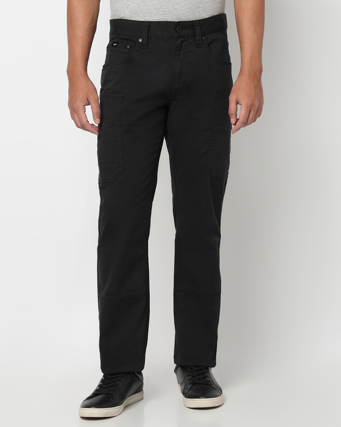 GAS | Terra Trail Straight Fit Mid Rise Black Cargo Trousers