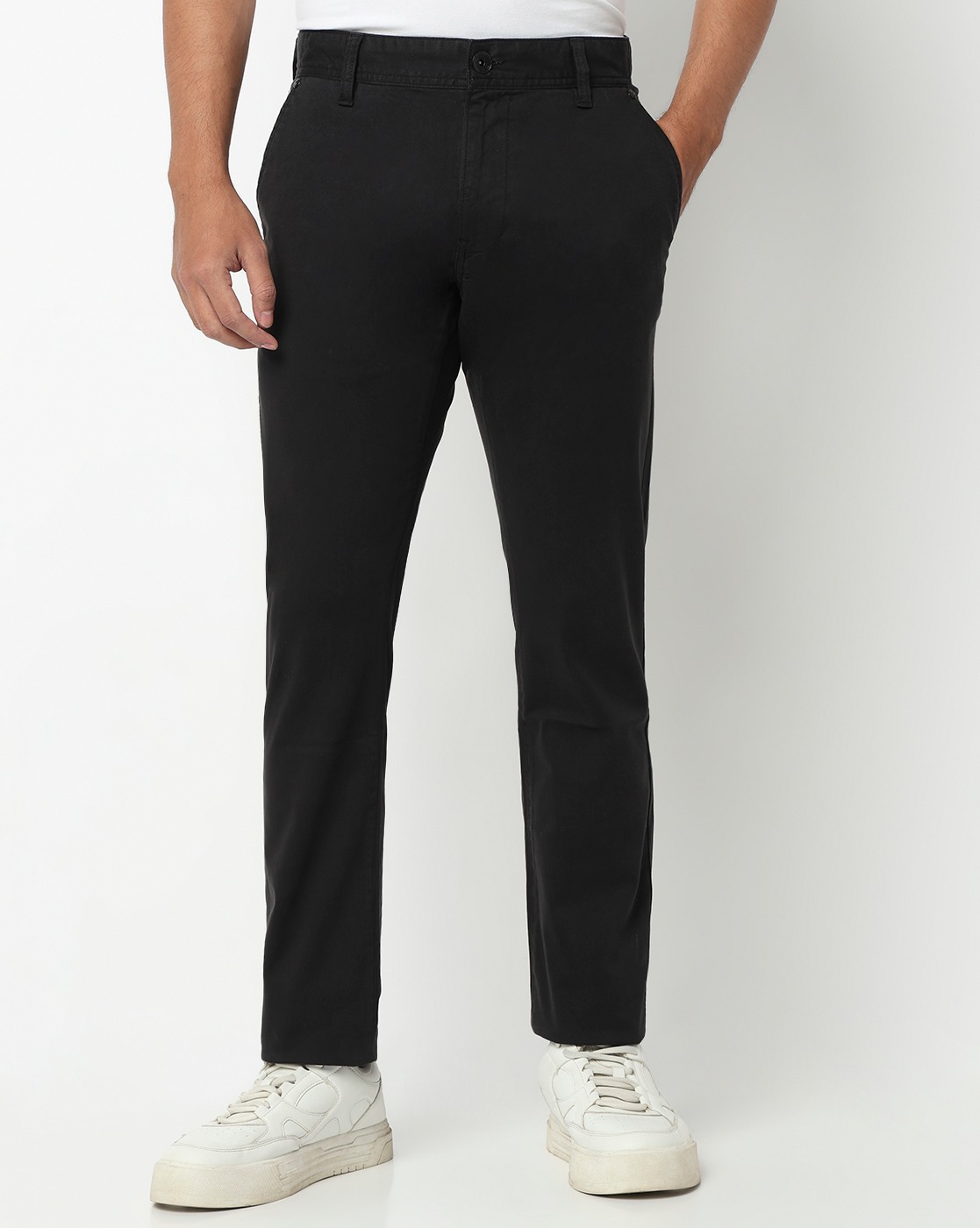 GAS | Slim Fit Mid Rise Black Trousers