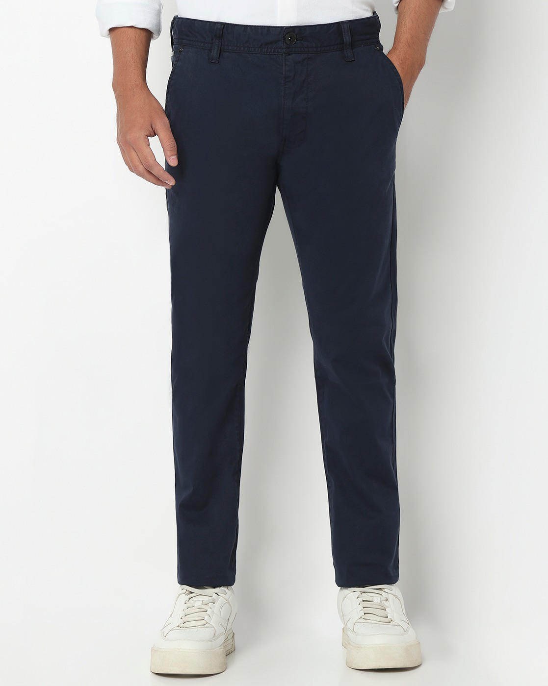 GAS | Slim Fit Mid Rise Navy Trousers