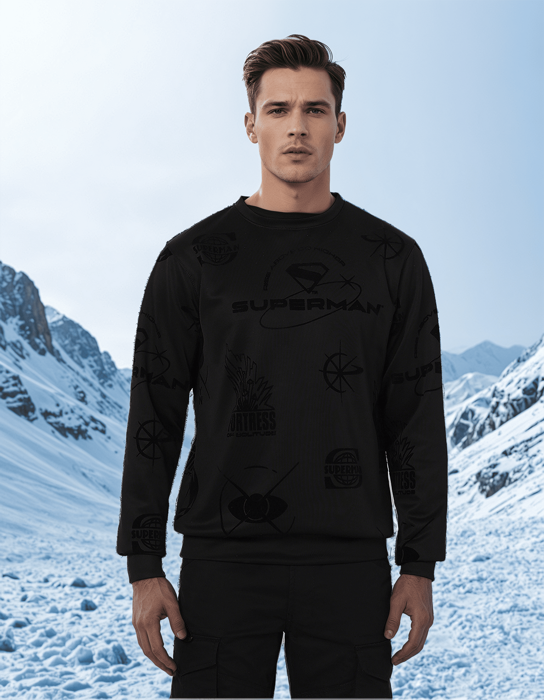 GAS | Superman Regular Fit All Over Flock Sweatshirt