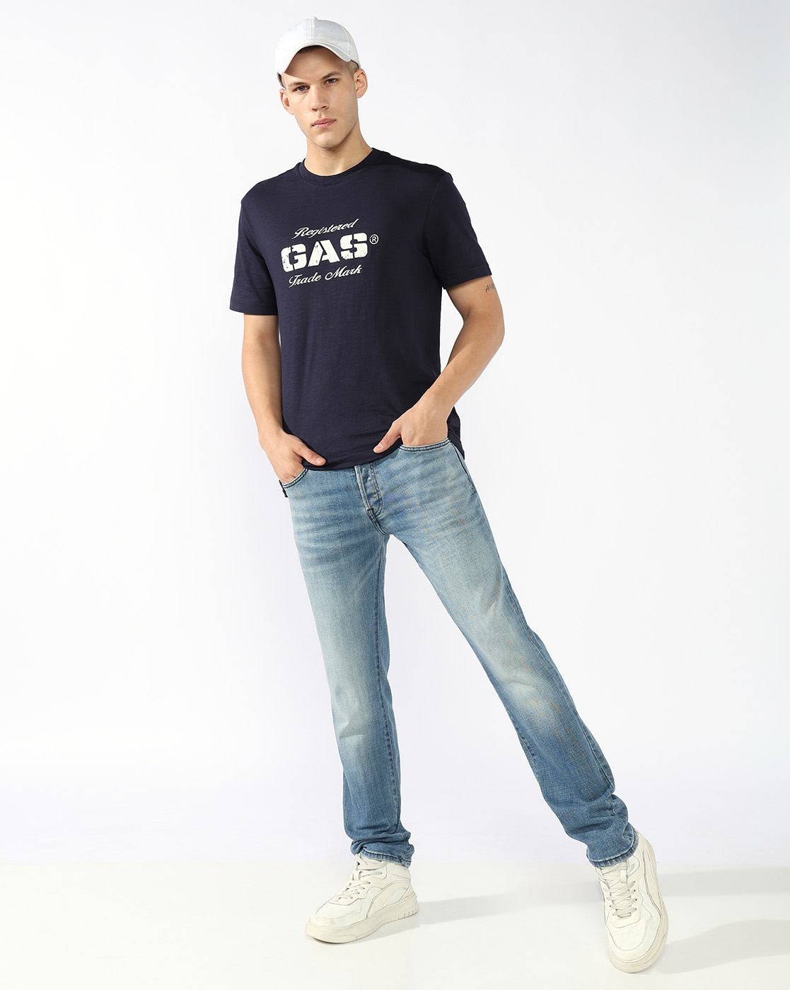 GAS | Albert Slim Fit Mid Rise Heavy Wash Light Blue Jeans