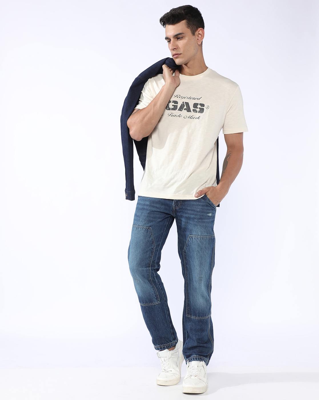 GAS | Engineer Tapered Fit Mid Rise Heavy Wash Blue Jeans