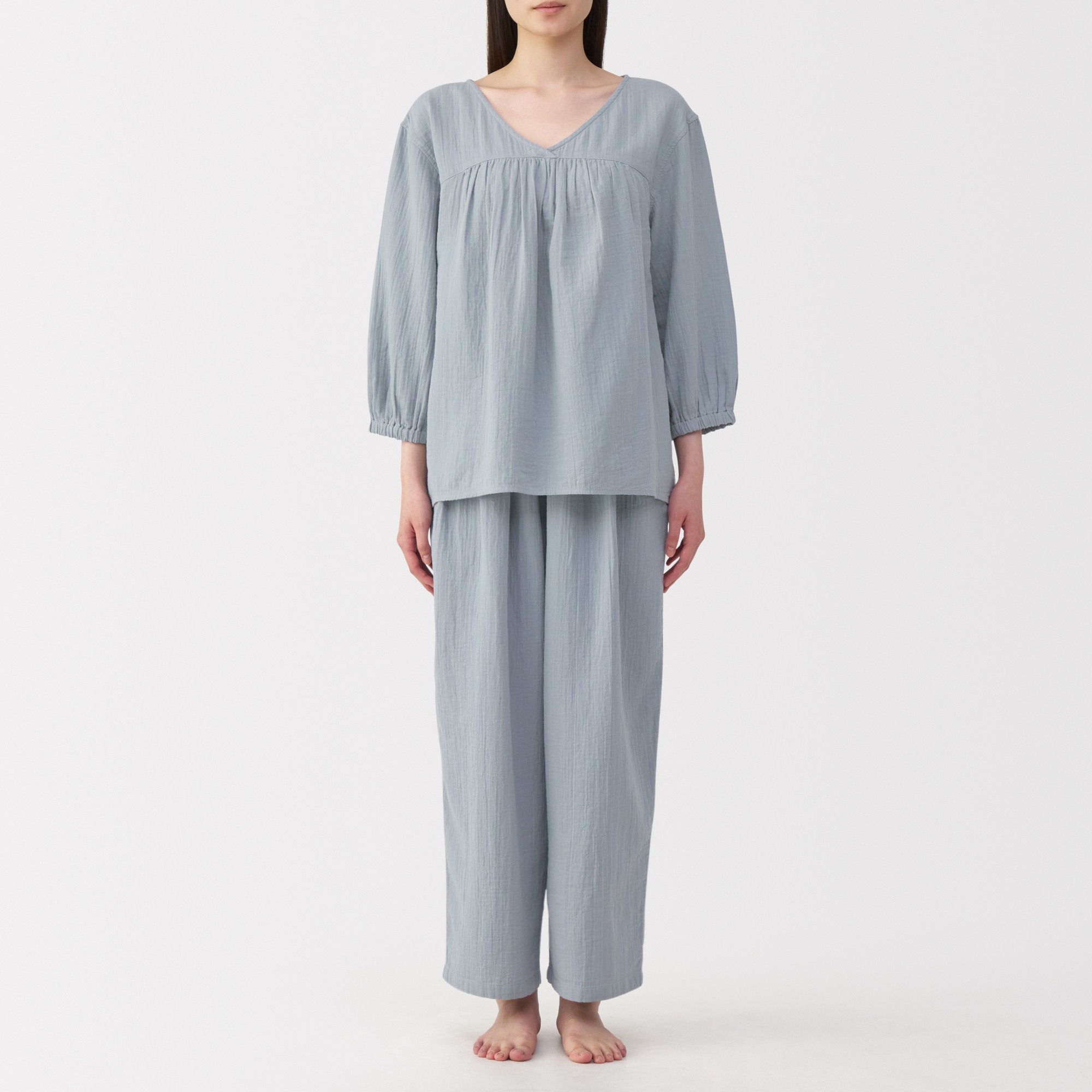 W's Crepe gauze 3/4 sleeve loungewear set