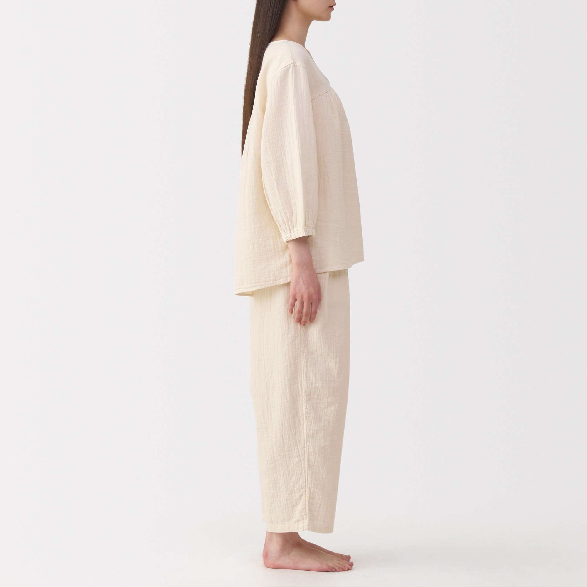 W's Crepe gauze 3/4 sleeve loungewear set