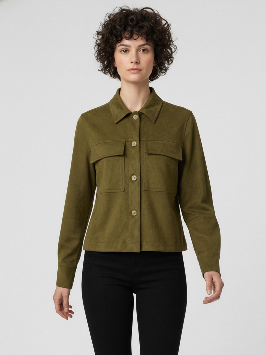 CROPPED SUEDE OVERSHIRT