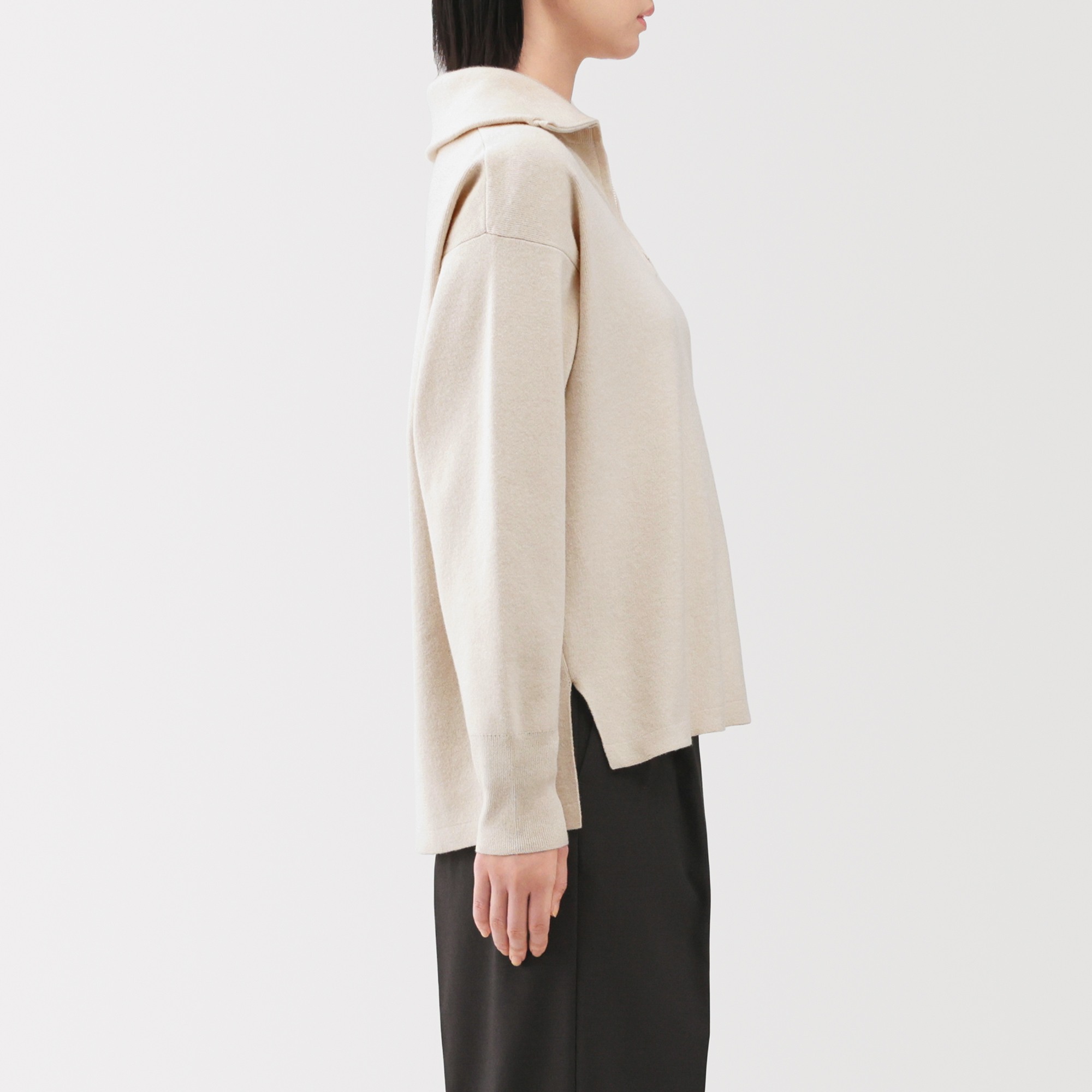 W's washable milano ribbed half zip sweater