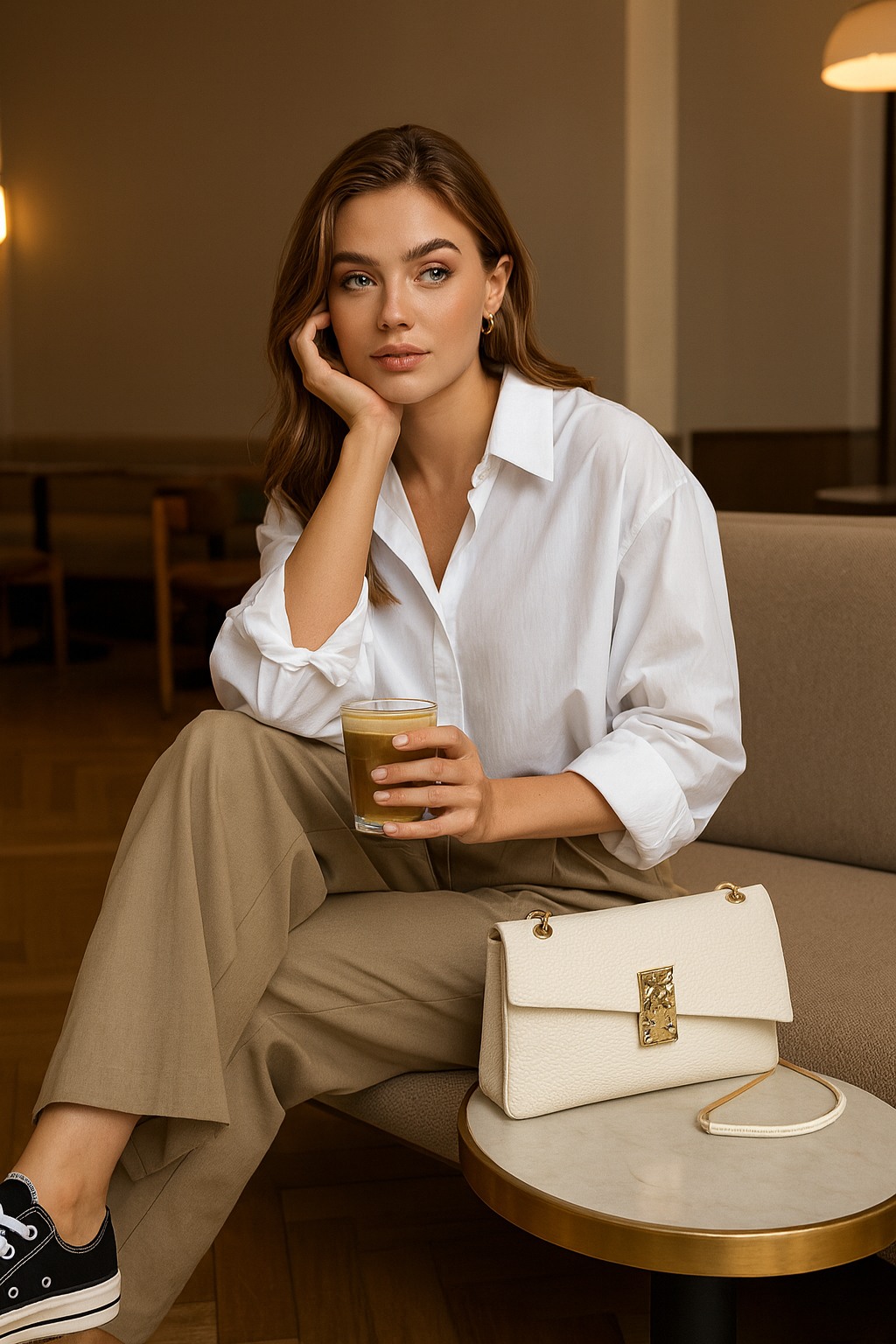 Bdona Bone/Gold Satchel