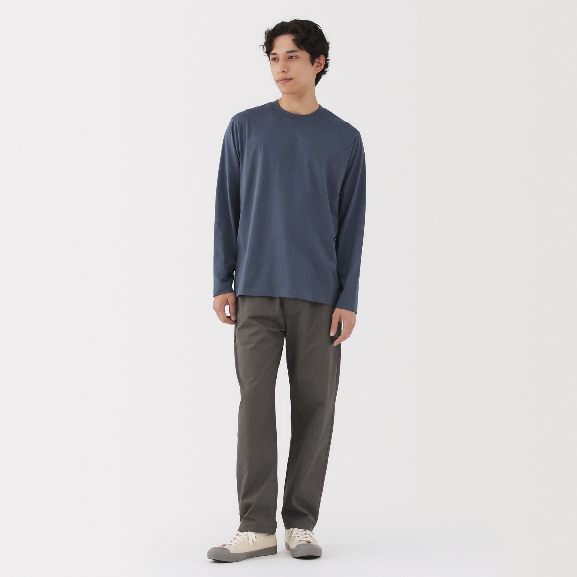 M's Washed cotton easy pants