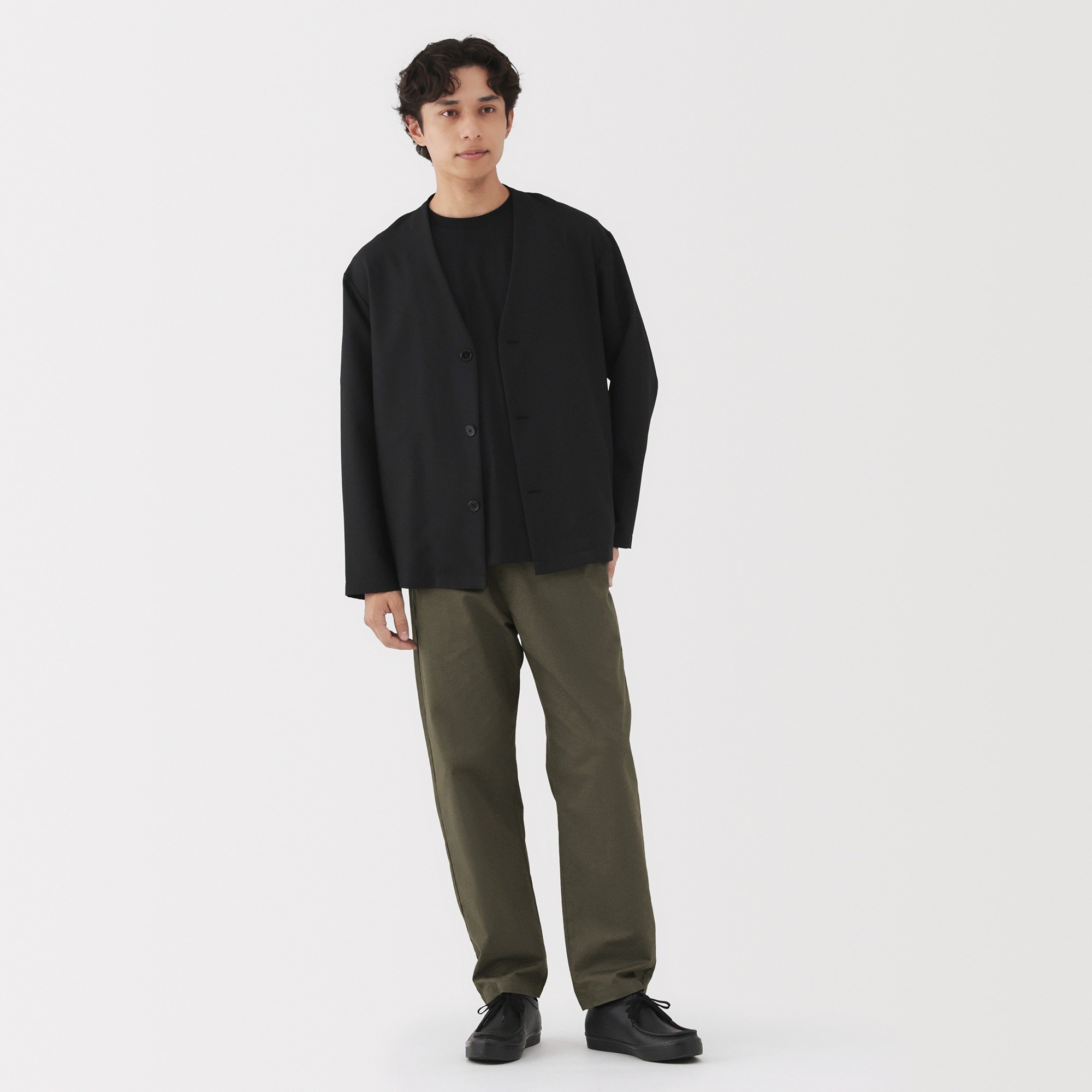 M's Washed cotton easy pants