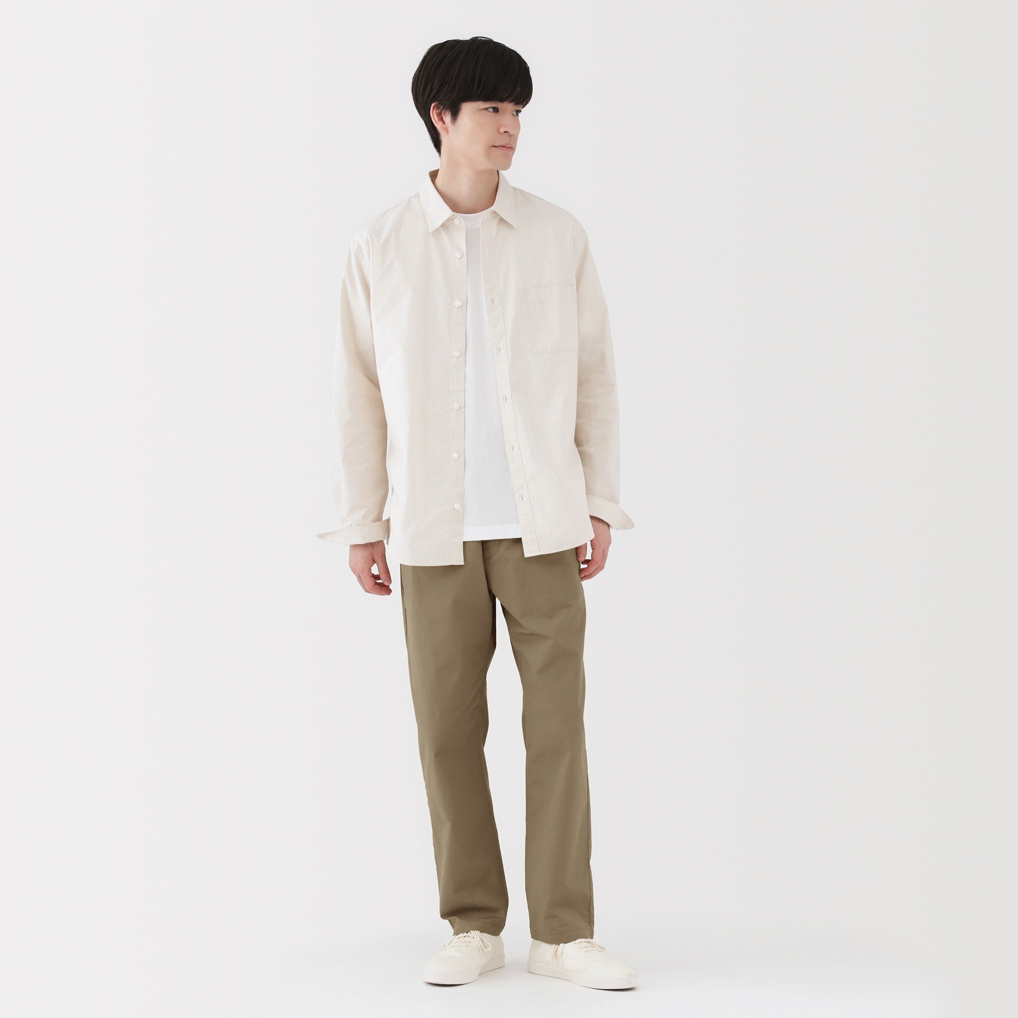M's Washed cotton easy pants