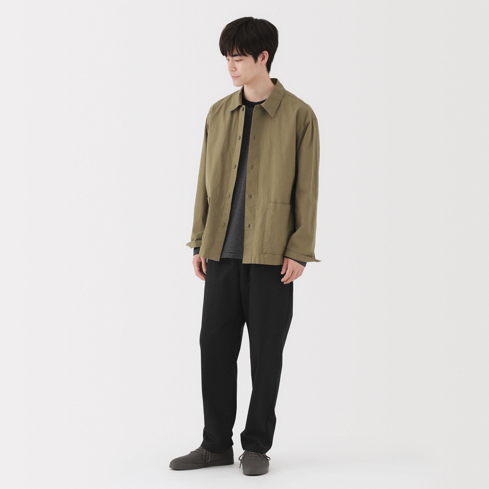 M's Washed cotton easy pants