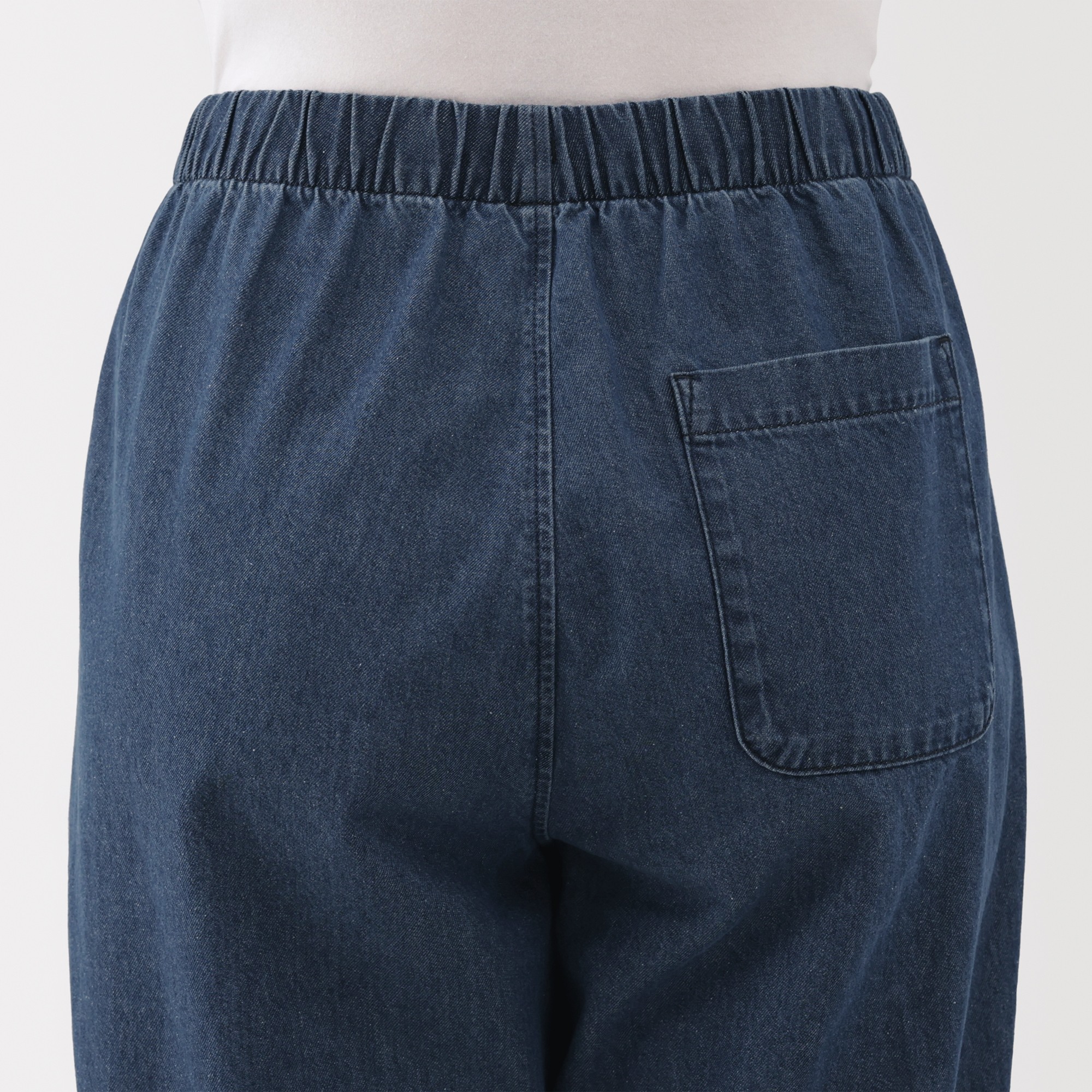 W's washed denim easy tapered pants