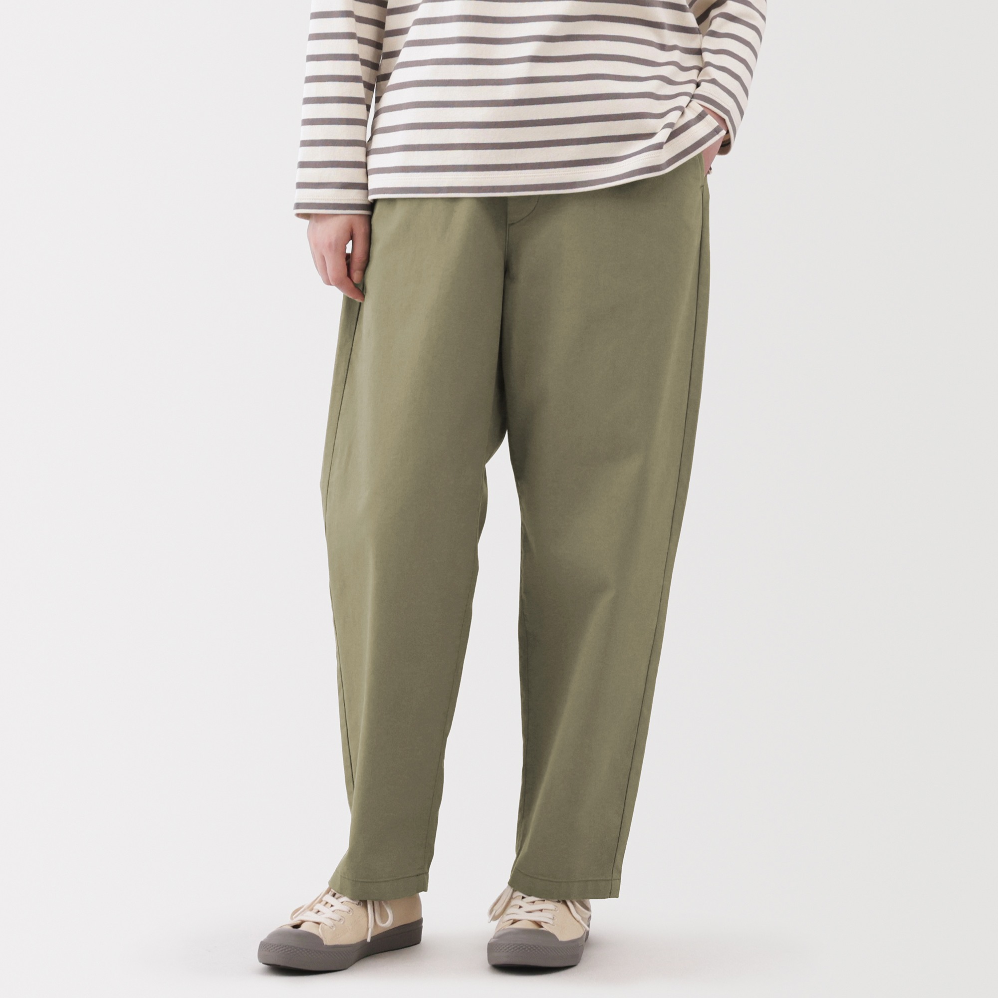 W's Washed cotton Easy tapered pants