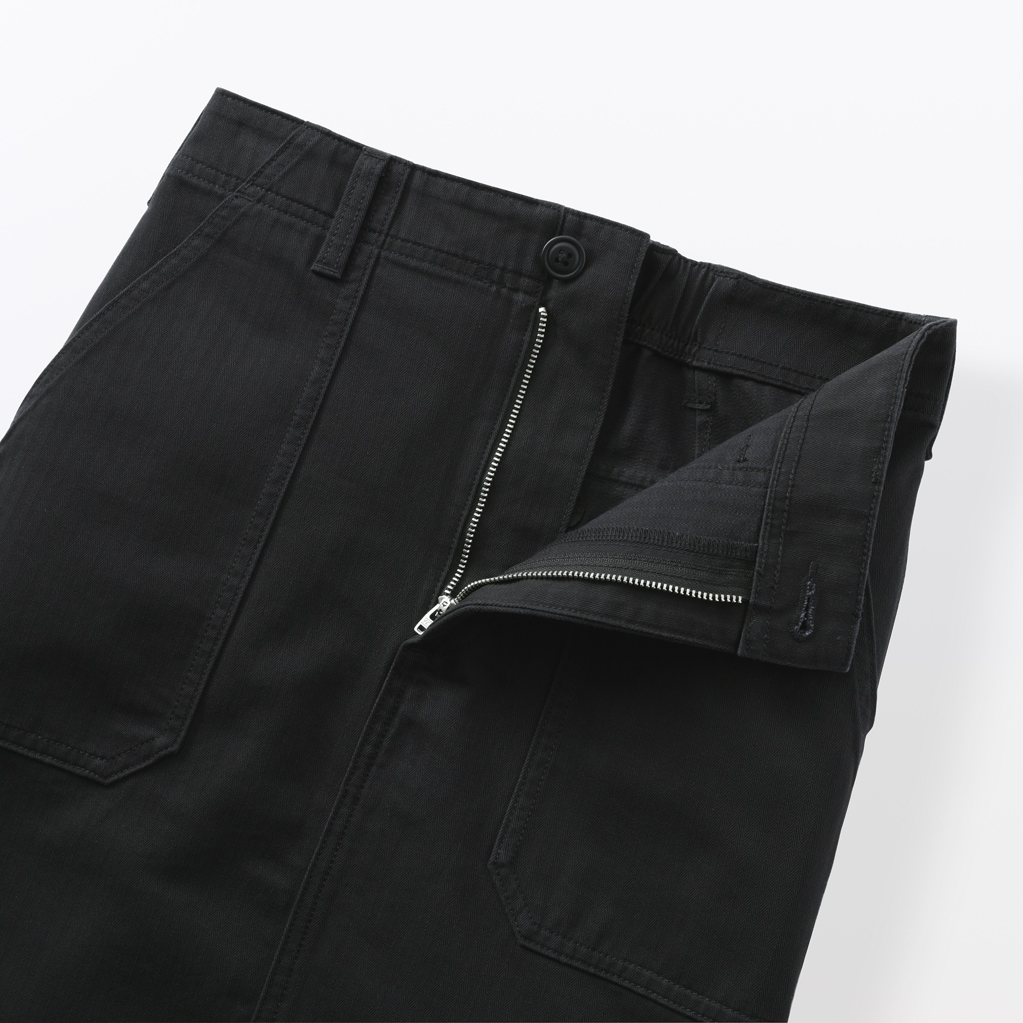 W's washed herringbone baker straight skirt