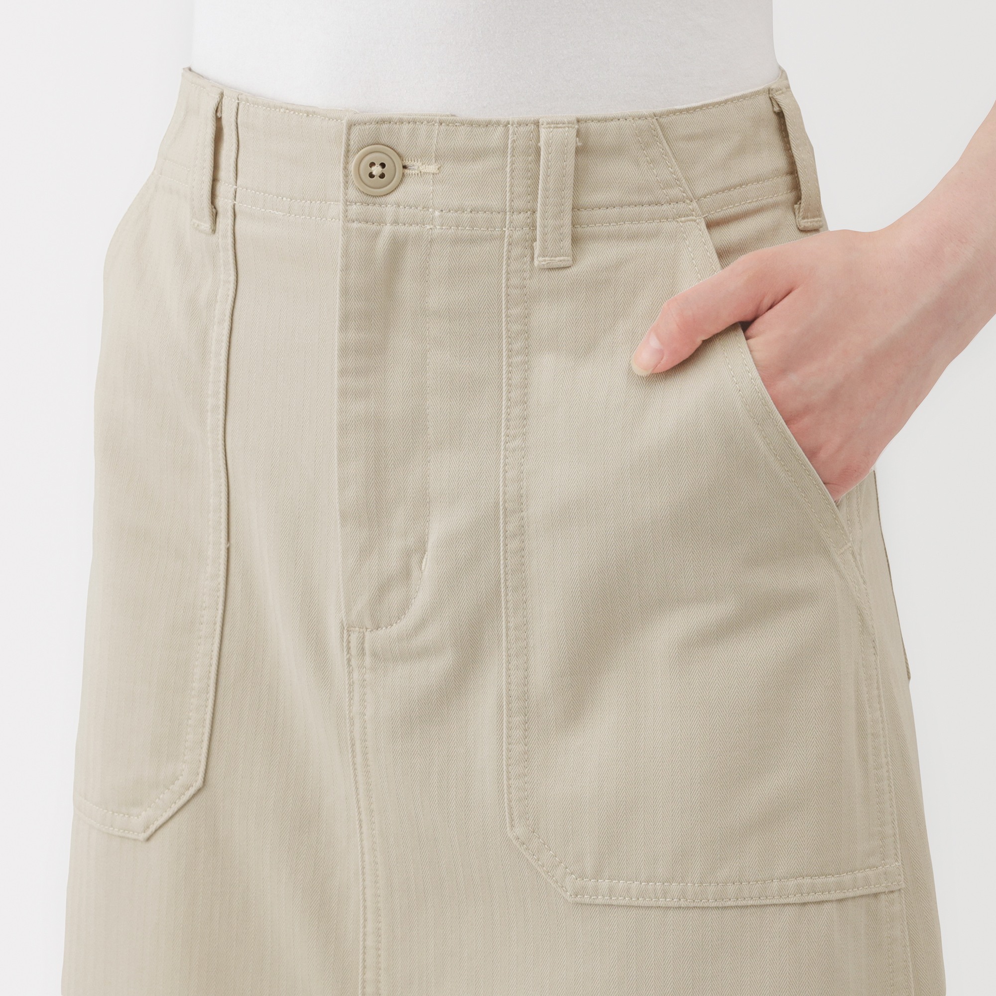 W's washed herringbone baker straight skirt