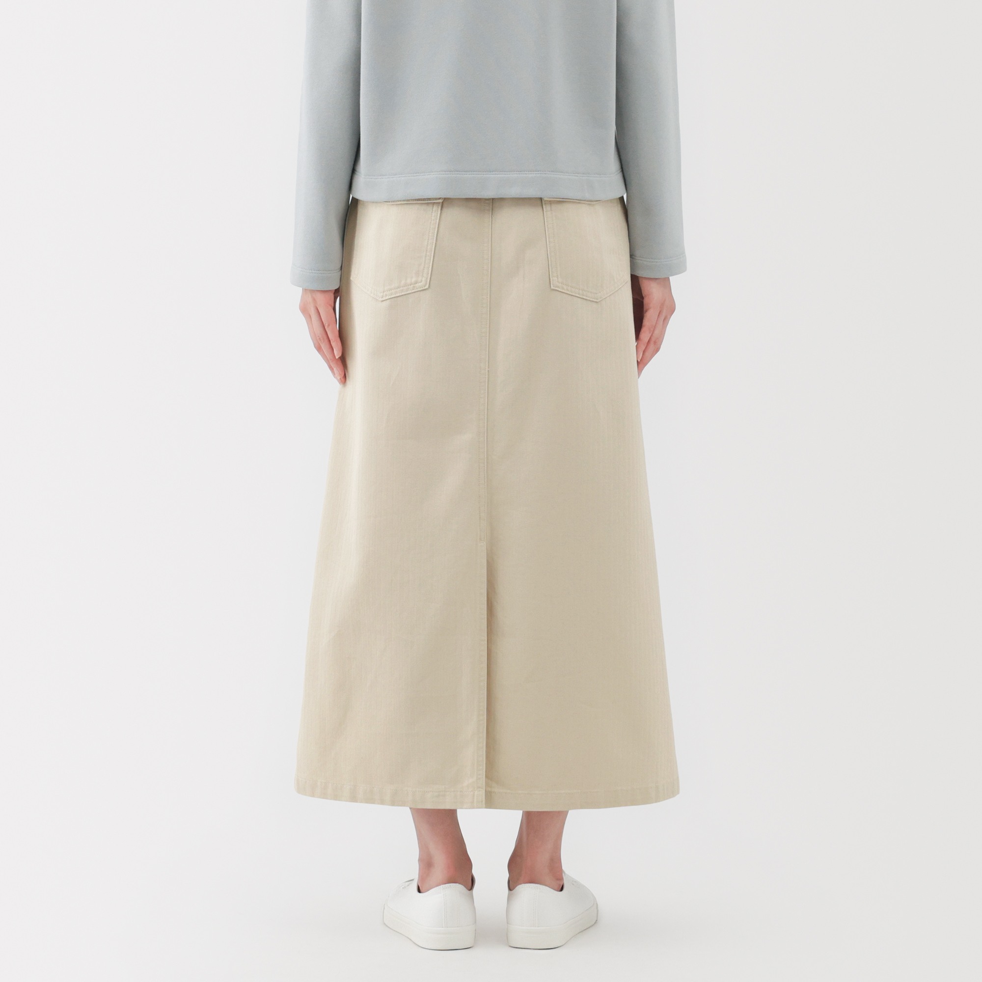 W's washed herringbone baker straight skirt