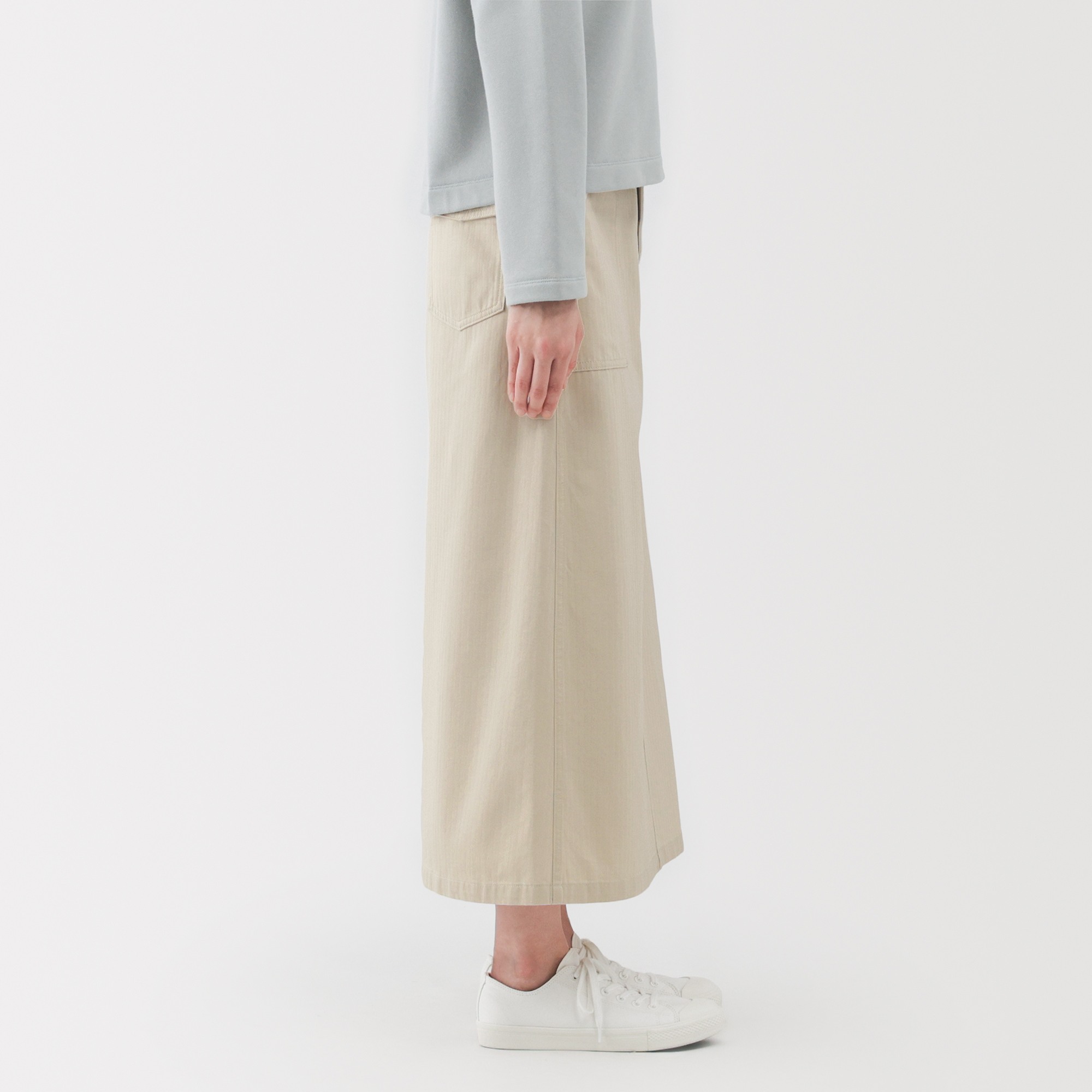 W's washed herringbone baker straight skirt