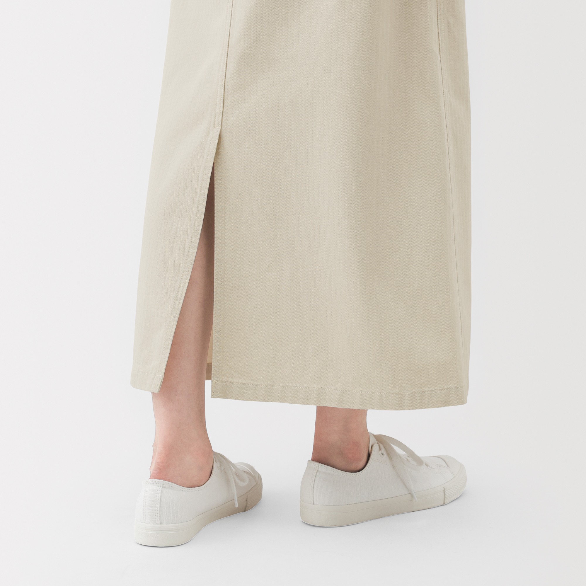 W's washed herringbone baker straight skirt