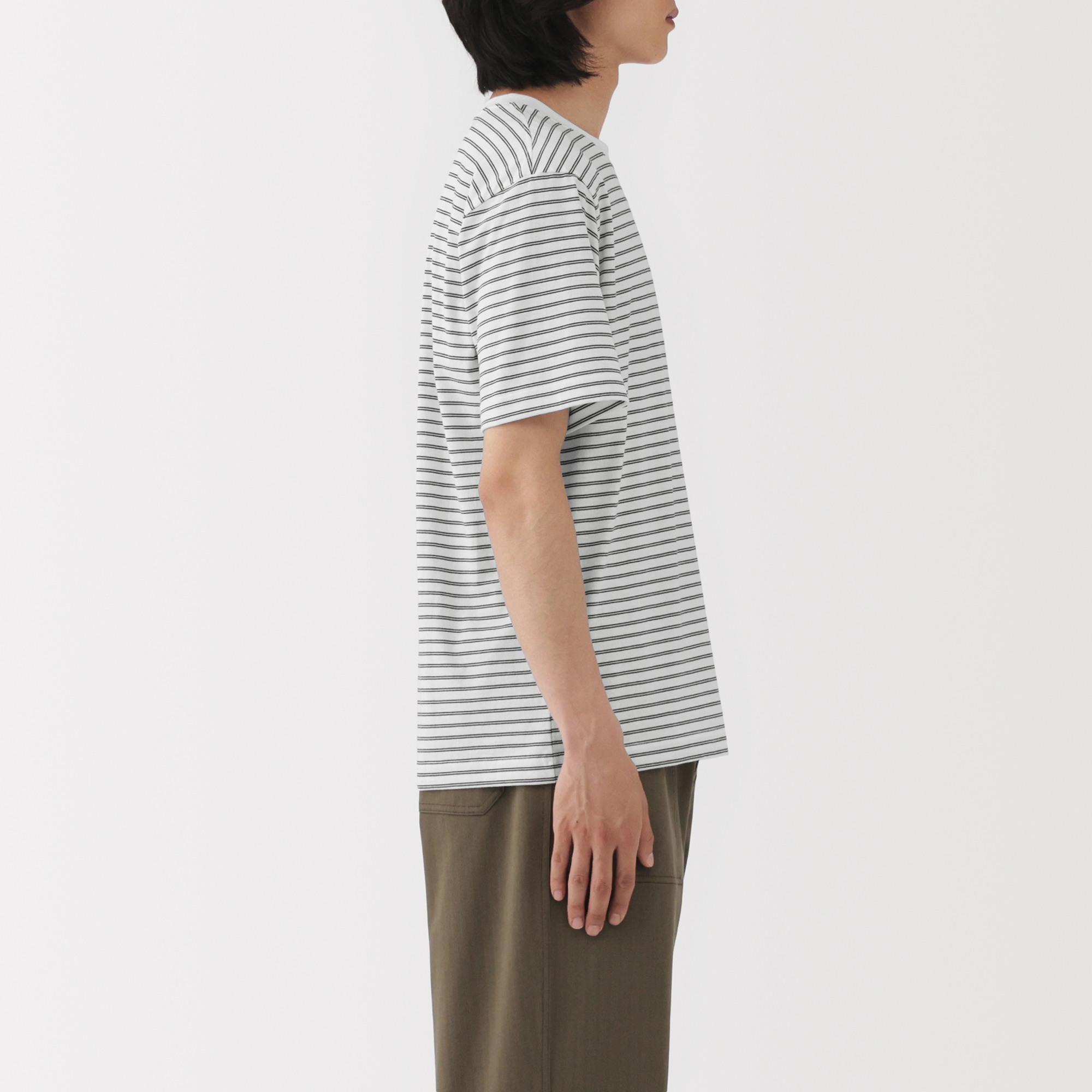 M's Jersey striped crew neck S/Slv T-shirt (ASEAN)