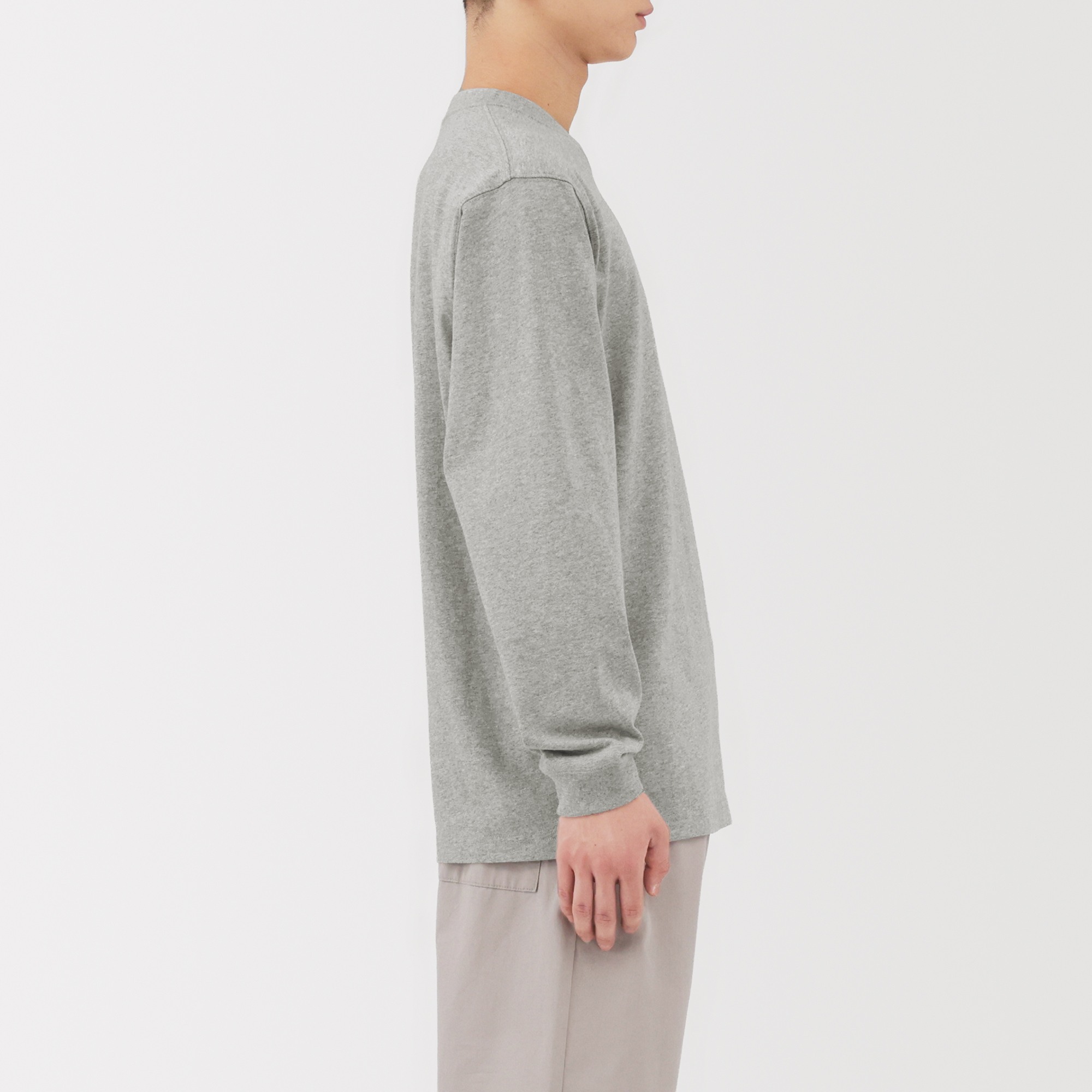 M's Washed heavy weight Crew neck L/Slv T-shirt