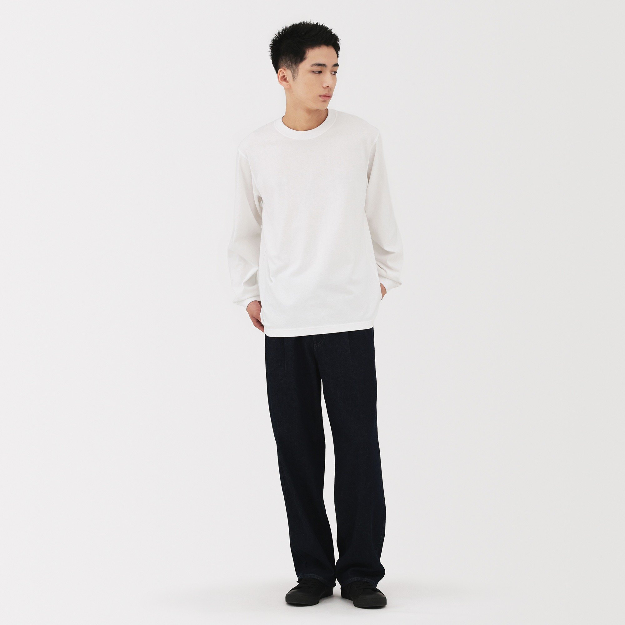 M's Washed heavy weight Crew neck L/Slv T-shirt