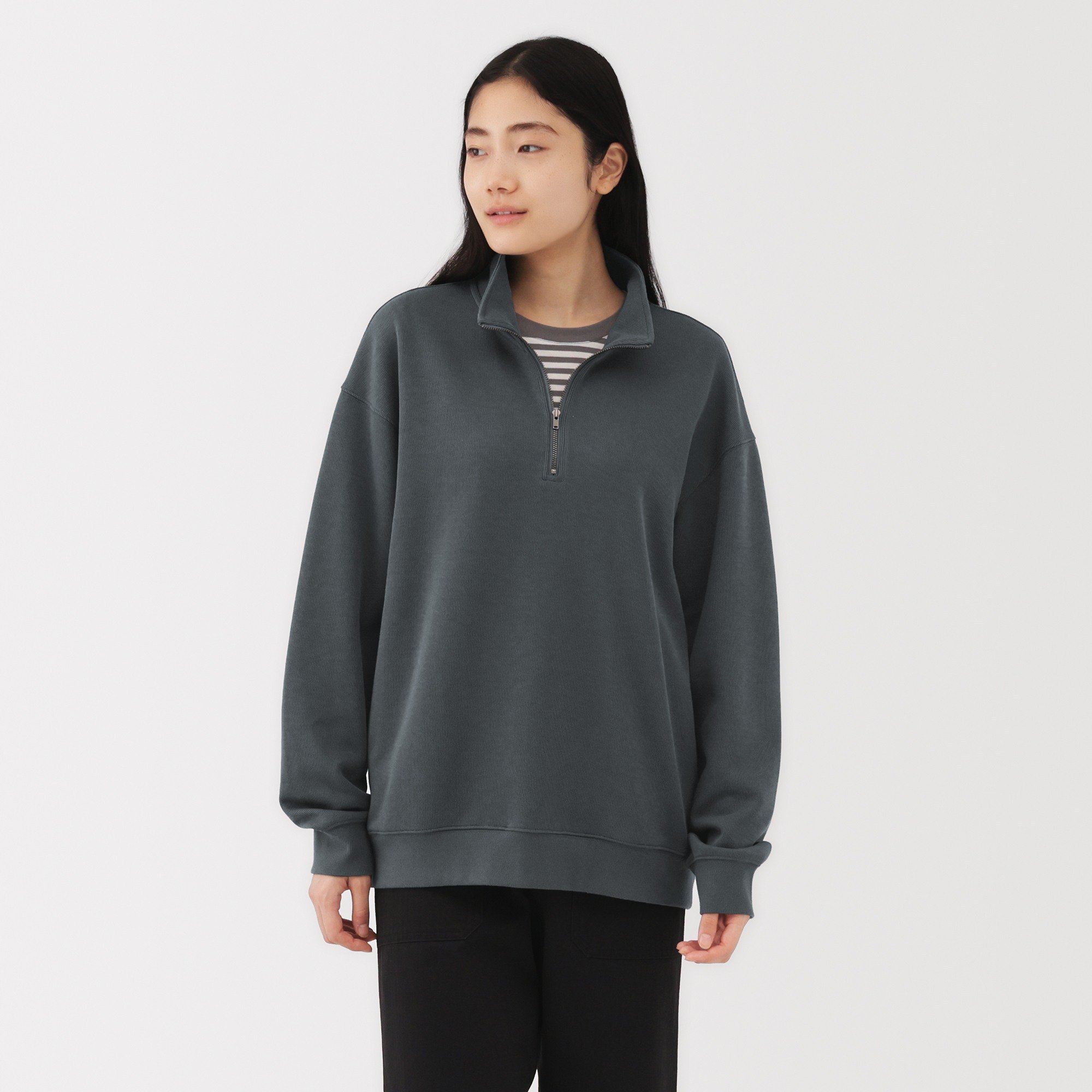 M's Double knitted Half zip pullover