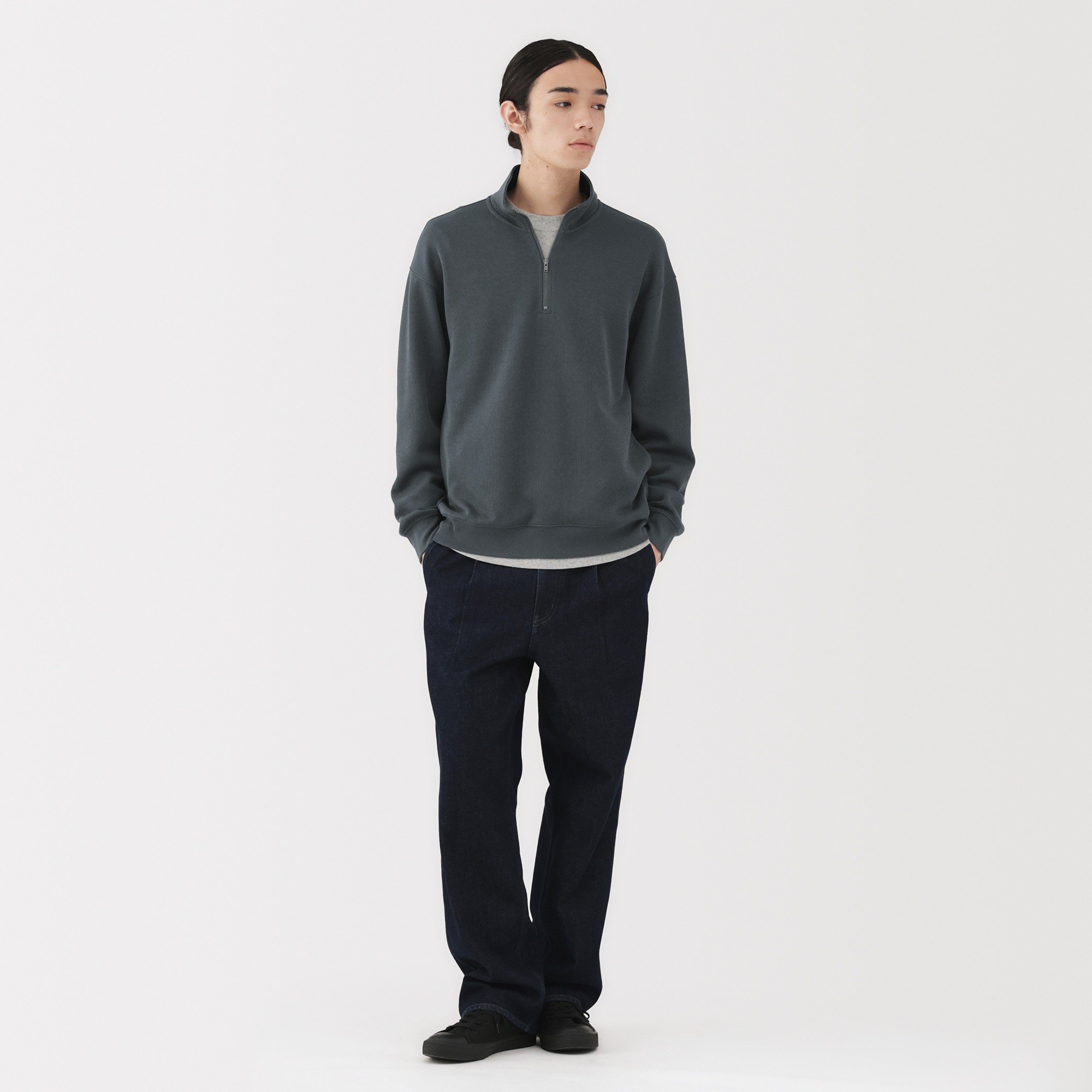 M's Double knitted Half zip pullover