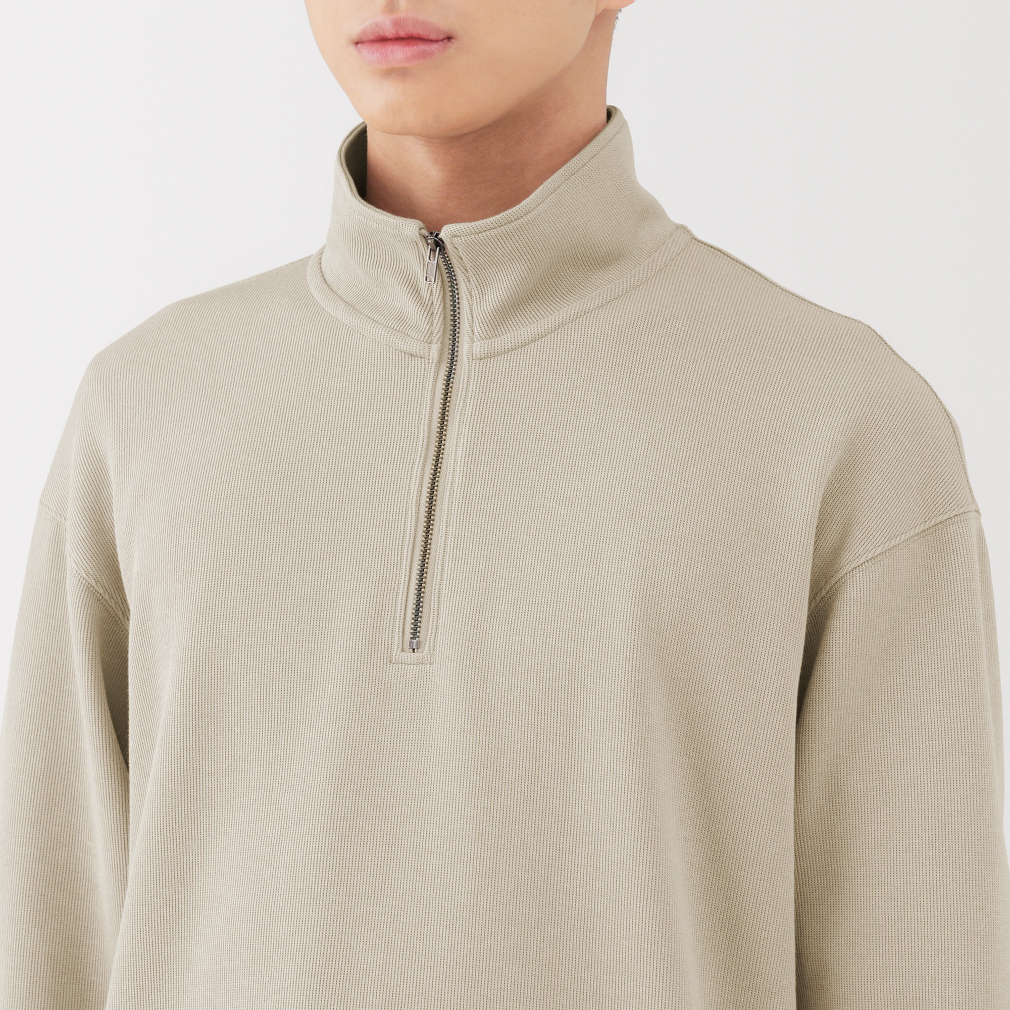 M's Double knitted Half zip pullover