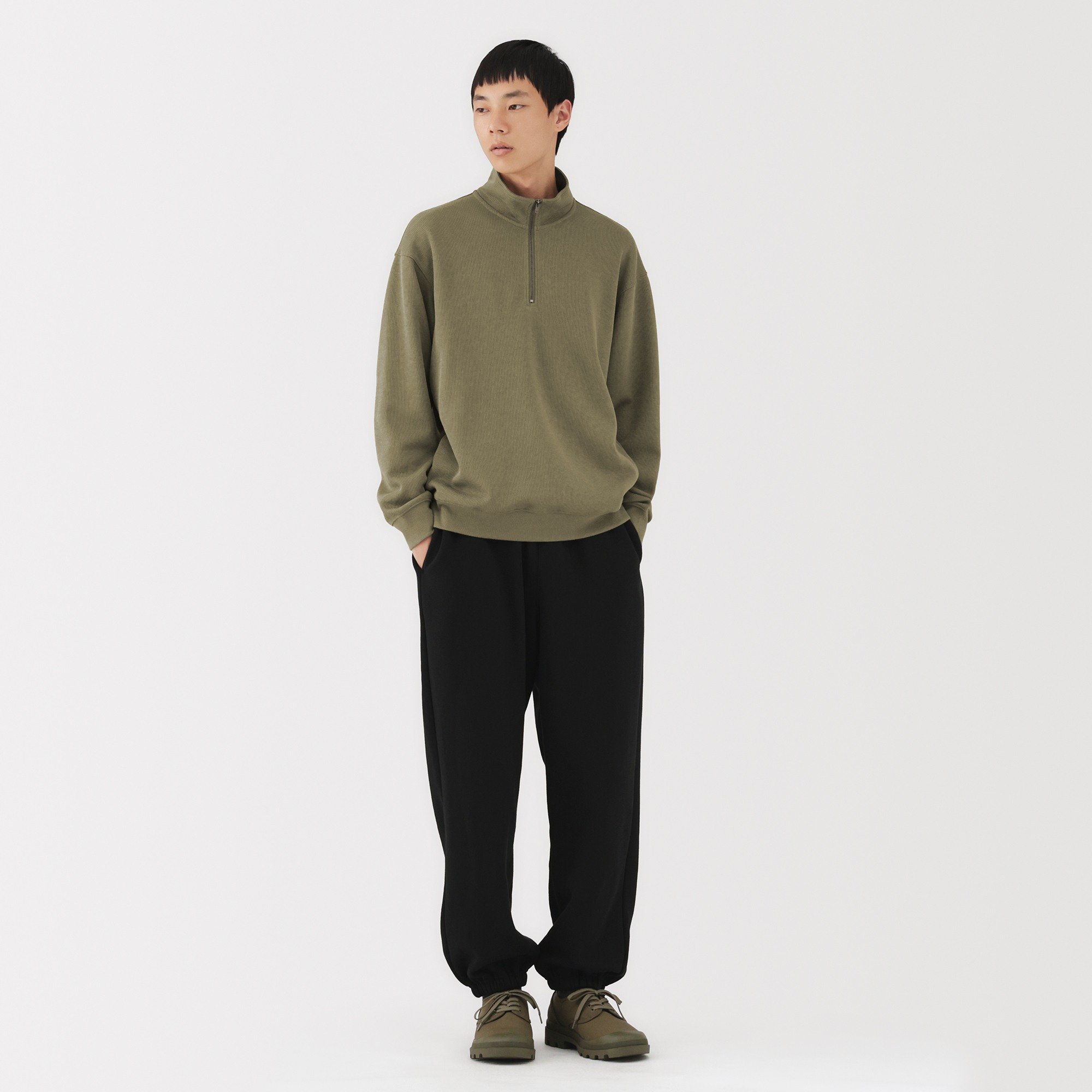 M's Double knitted Half zip pullover