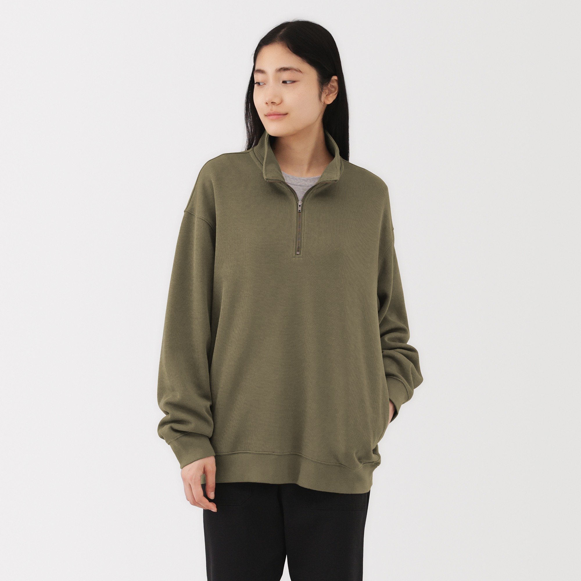 M's Double knitted Half zip pullover