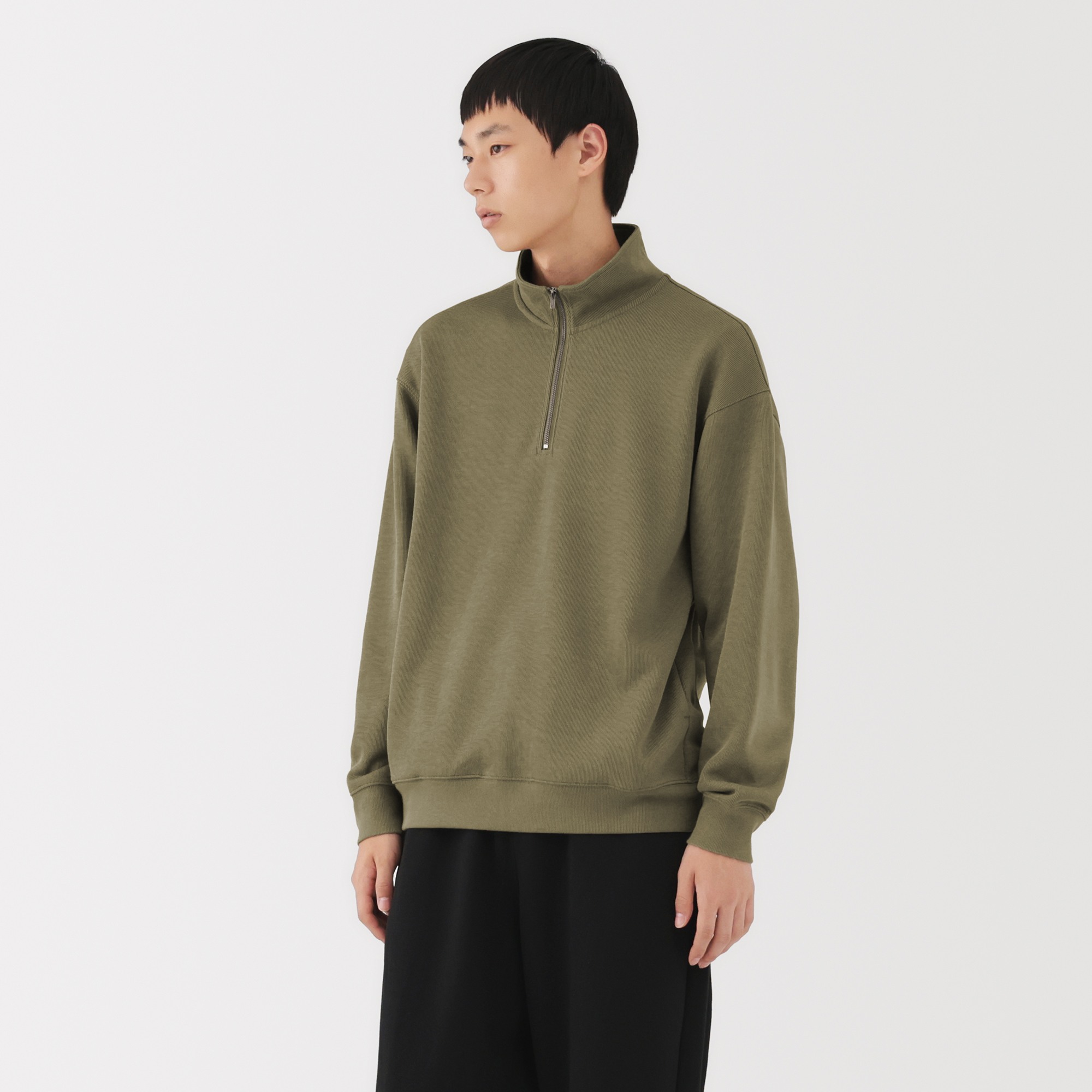 M's Double knitted Half zip pullover