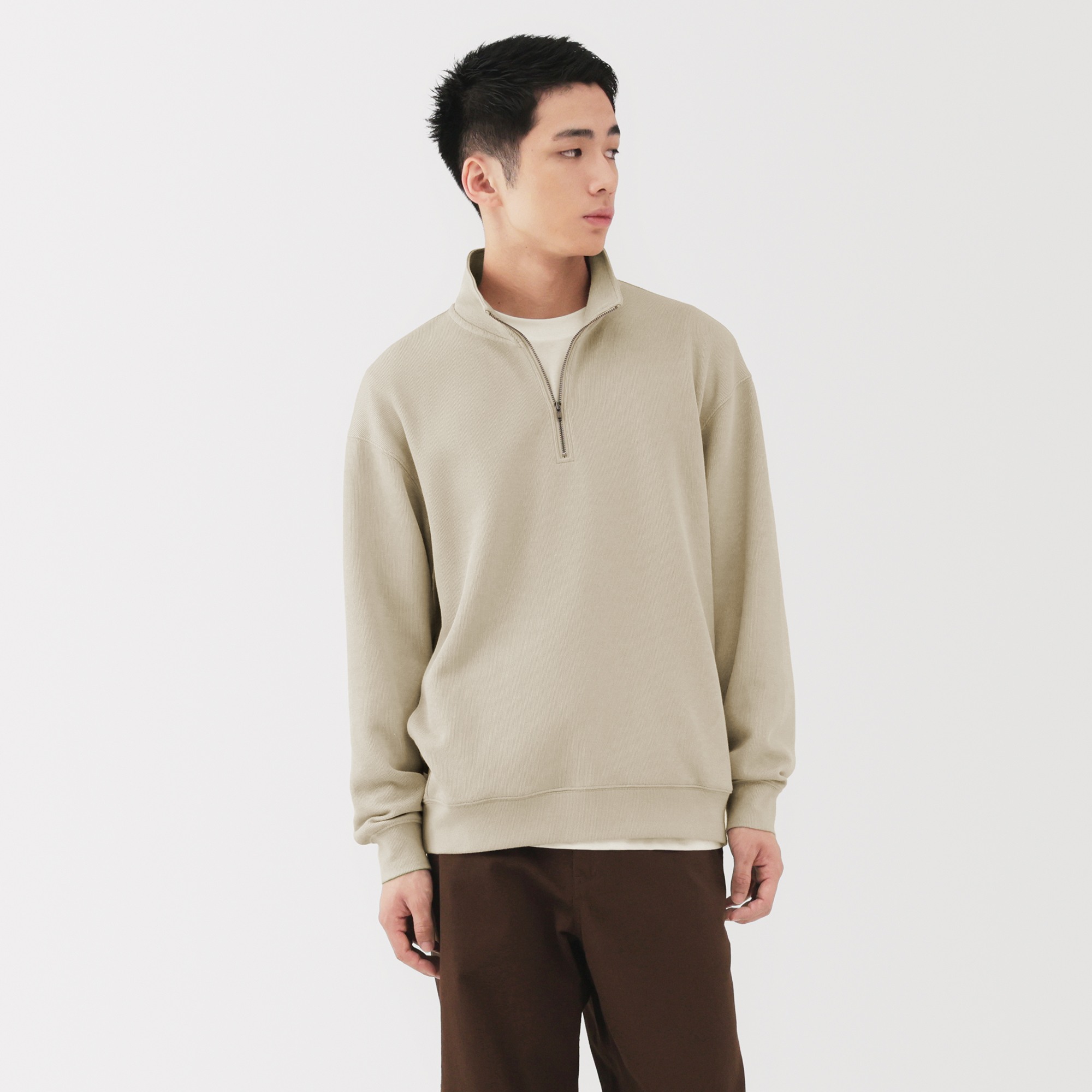M's Double knitted Half zip pullover