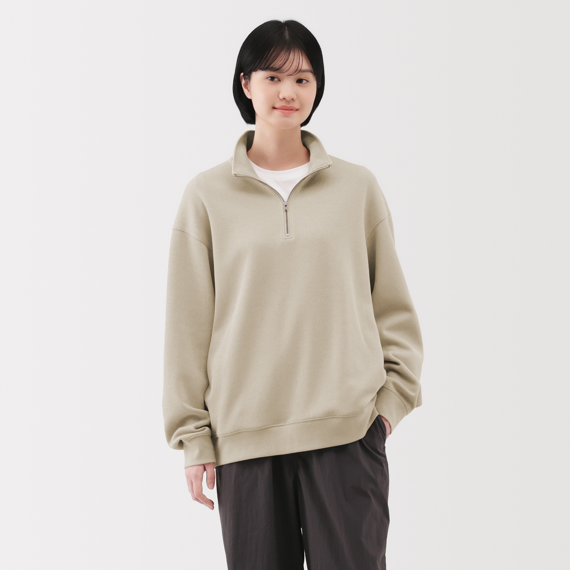 M's Double knitted Half zip pullover