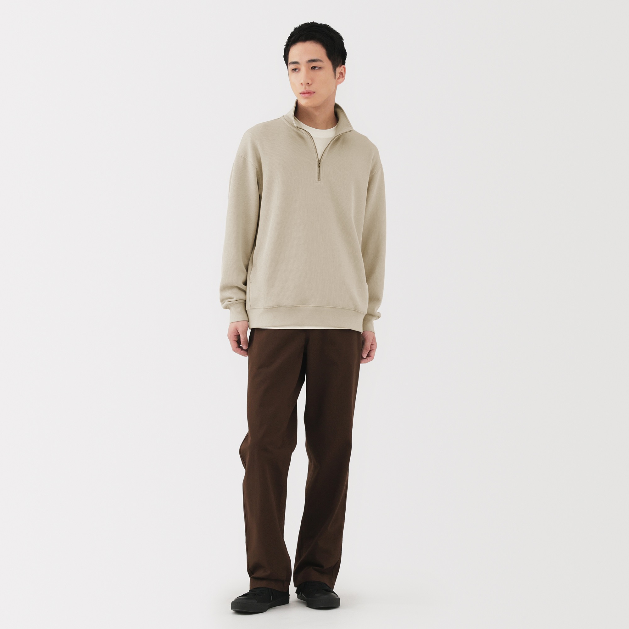 M's Double knitted Half zip pullover