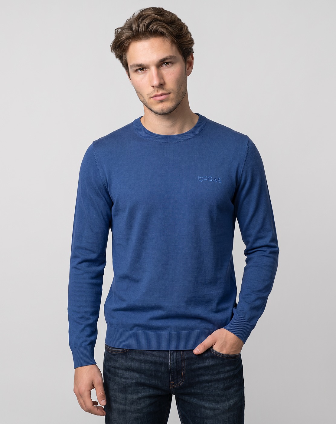 Men's Blue Regular Fit Knit Sweater