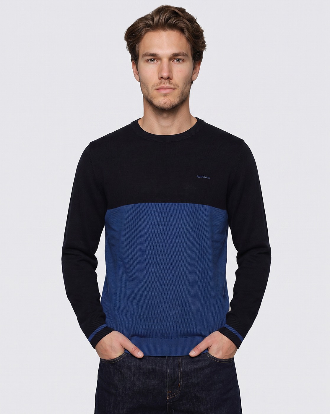 Men's Blue Regular Fit Knit Sweater