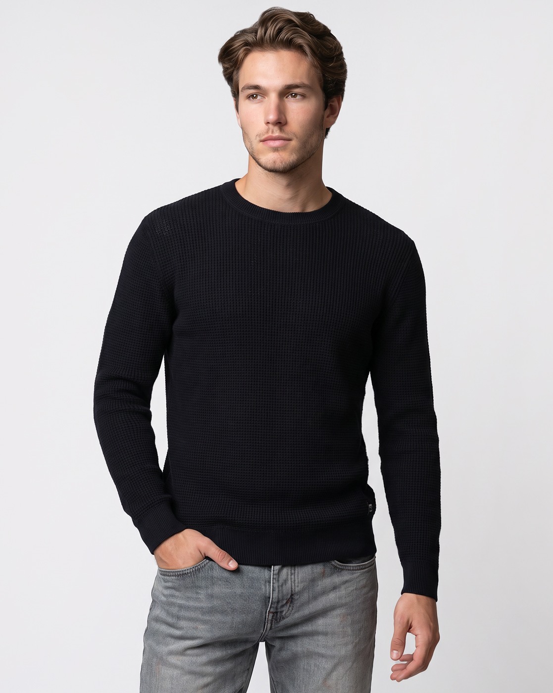 Men's Blue Regular Fit Knit Sweater