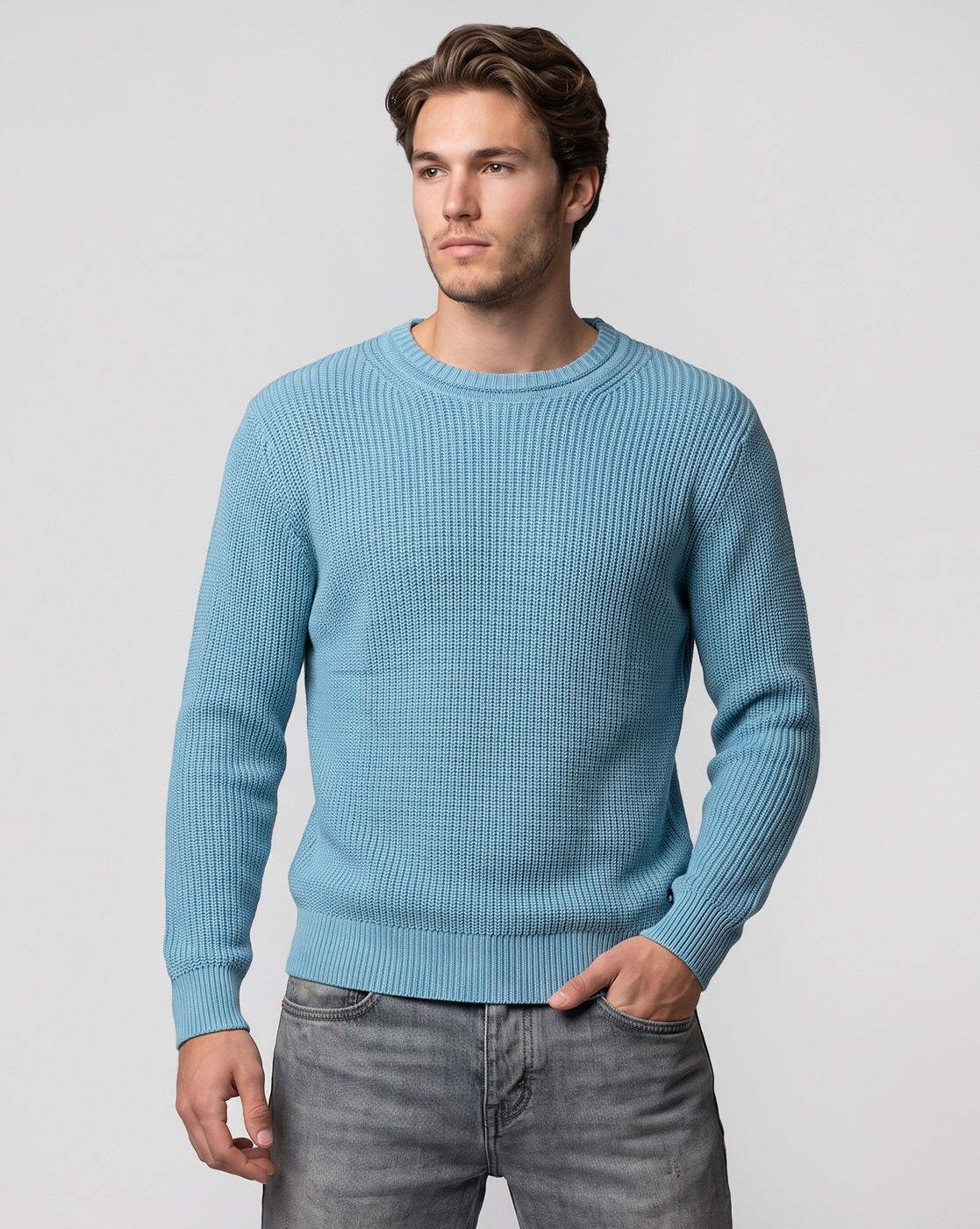 Men's Blue Regular Fit Knit Sweater