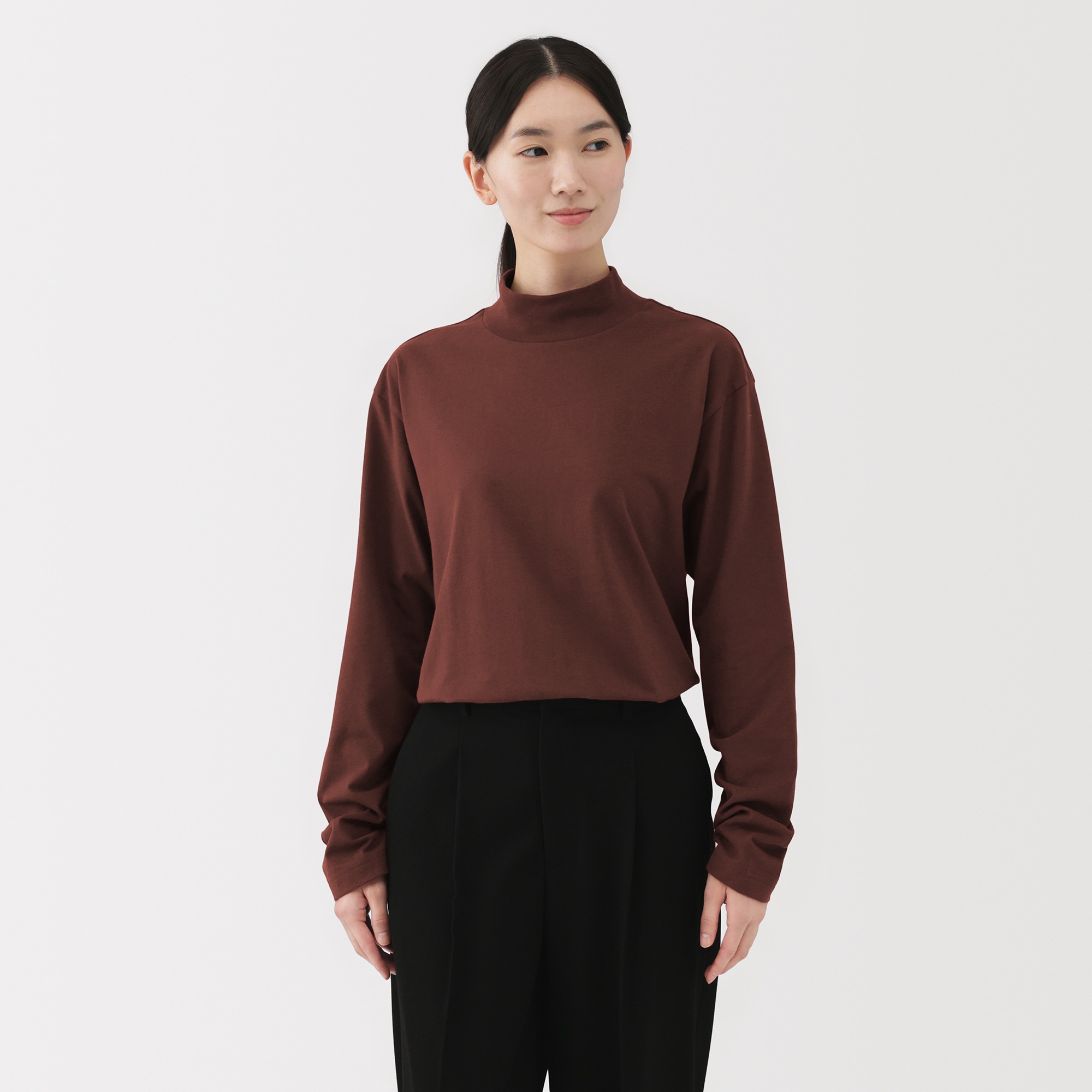 M's Brushed jersey high neck L/Slv T-shirt