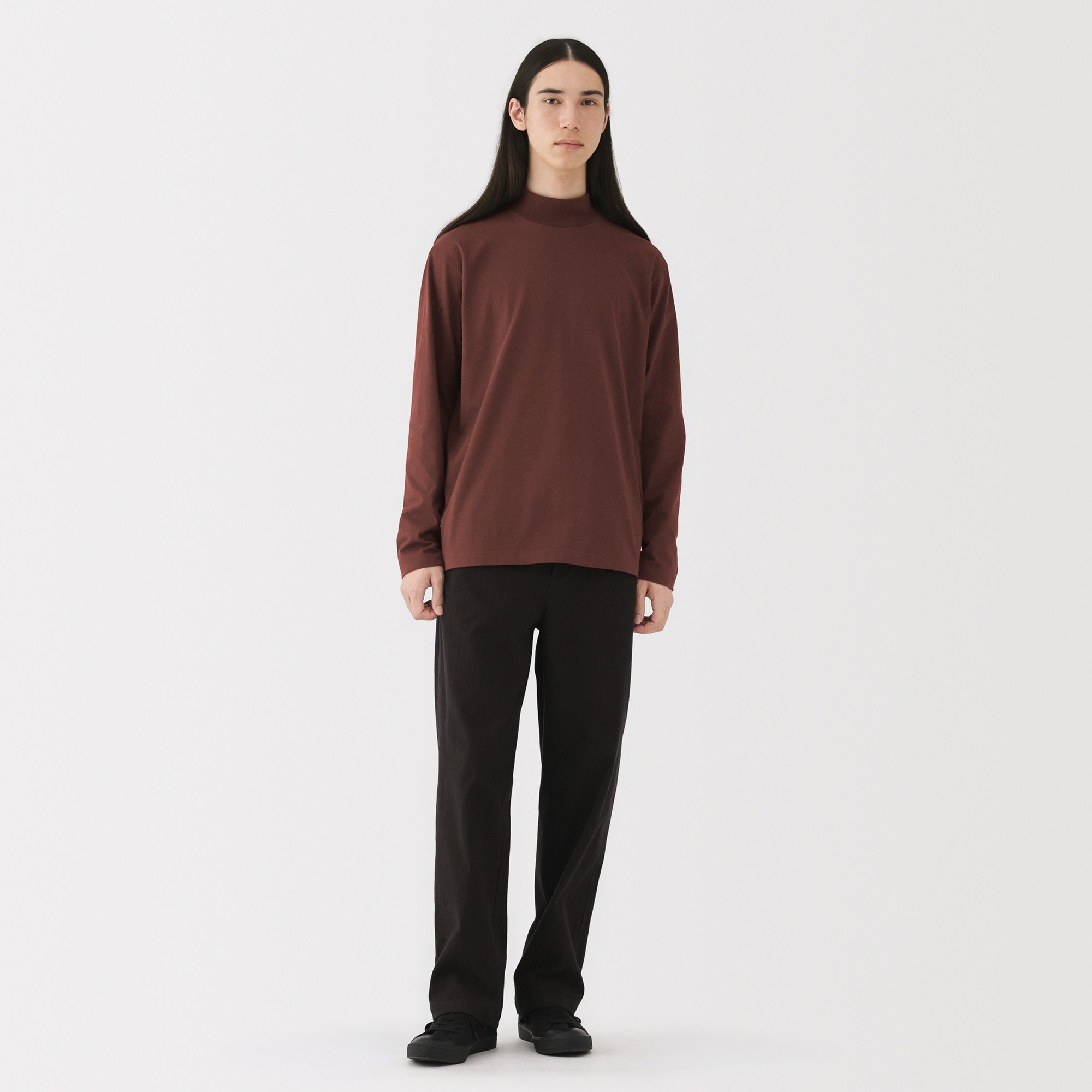 M's Brushed jersey high neck L/Slv T-shirt