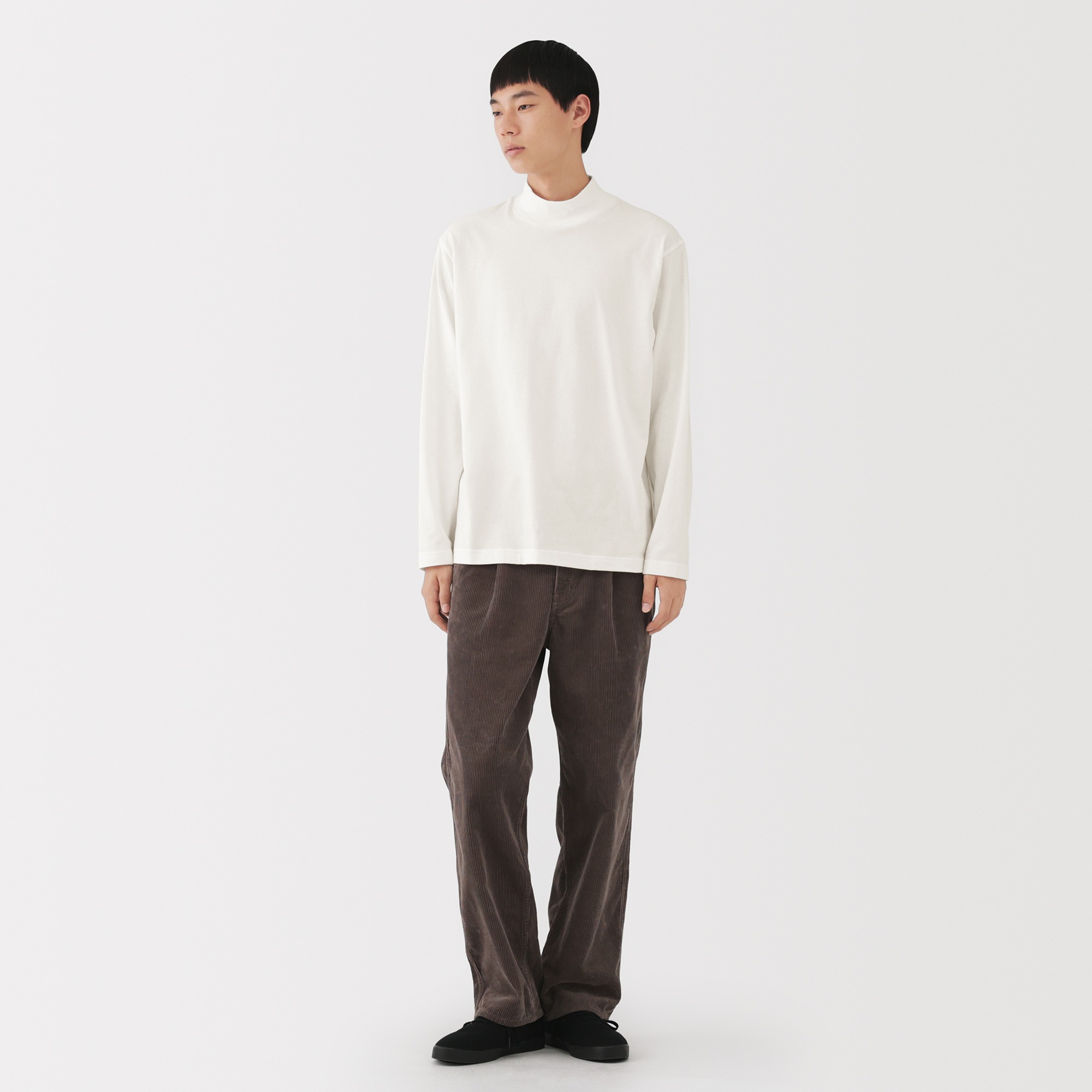 M's Brushed jersey high neck L/Slv T-shirt