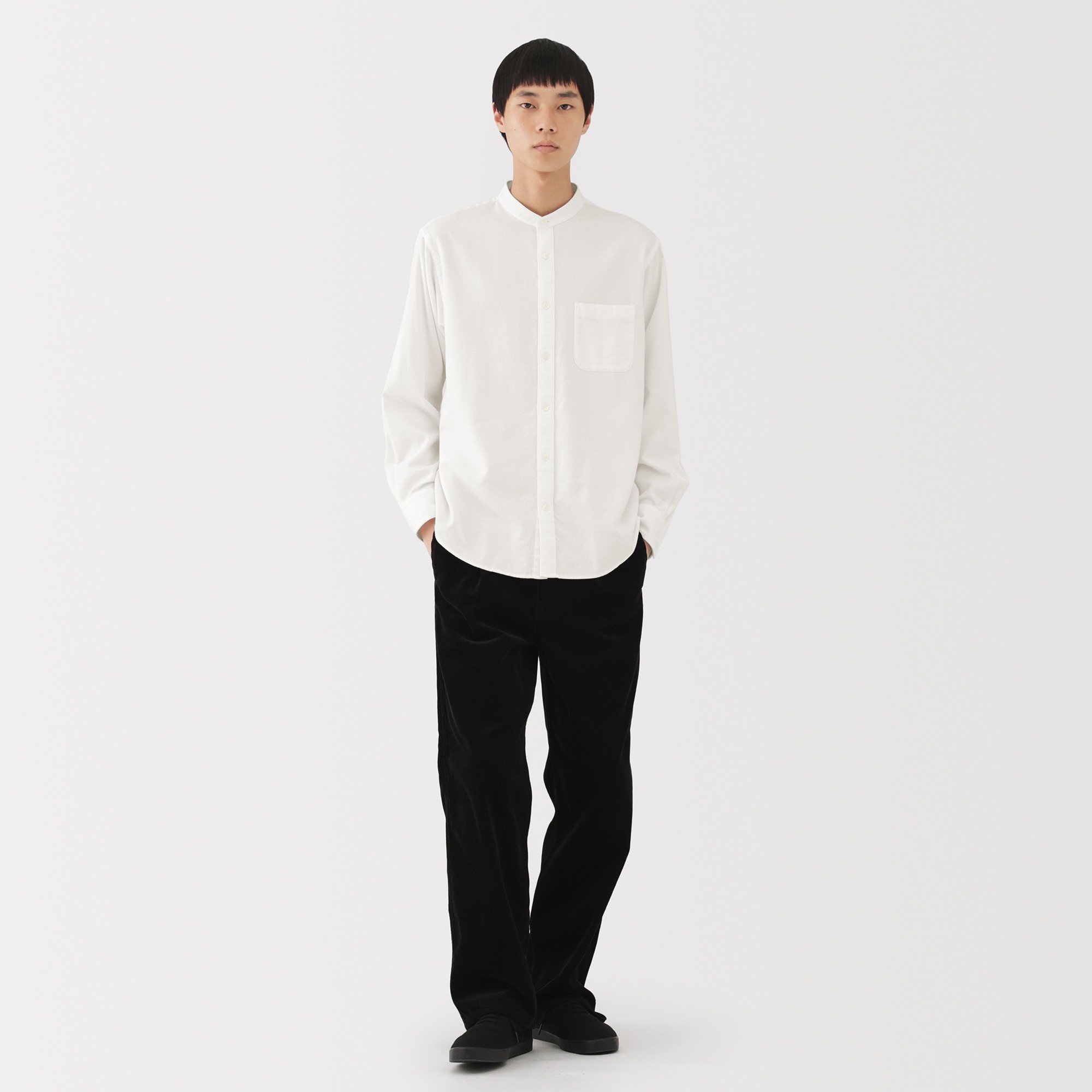 M's Flanne Stand collar L/S Shirt (OS)