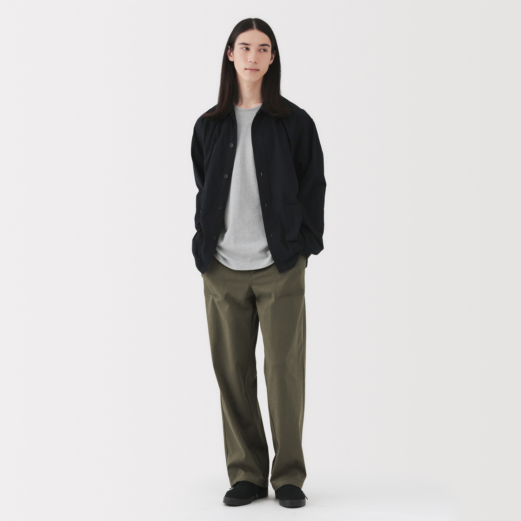 M's 2way stretch herringbone baker pants