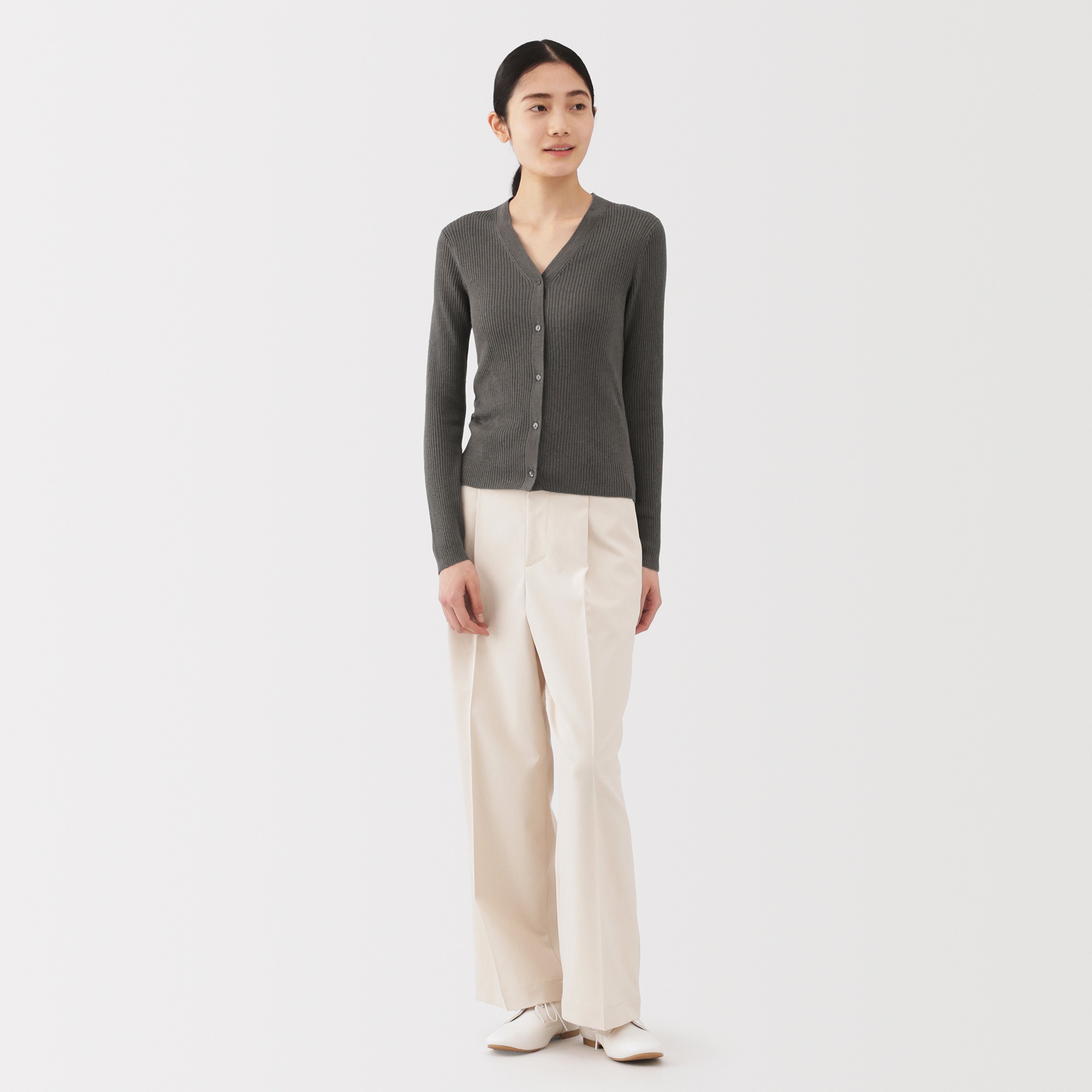 W's Lyocell blended V neck cardigan