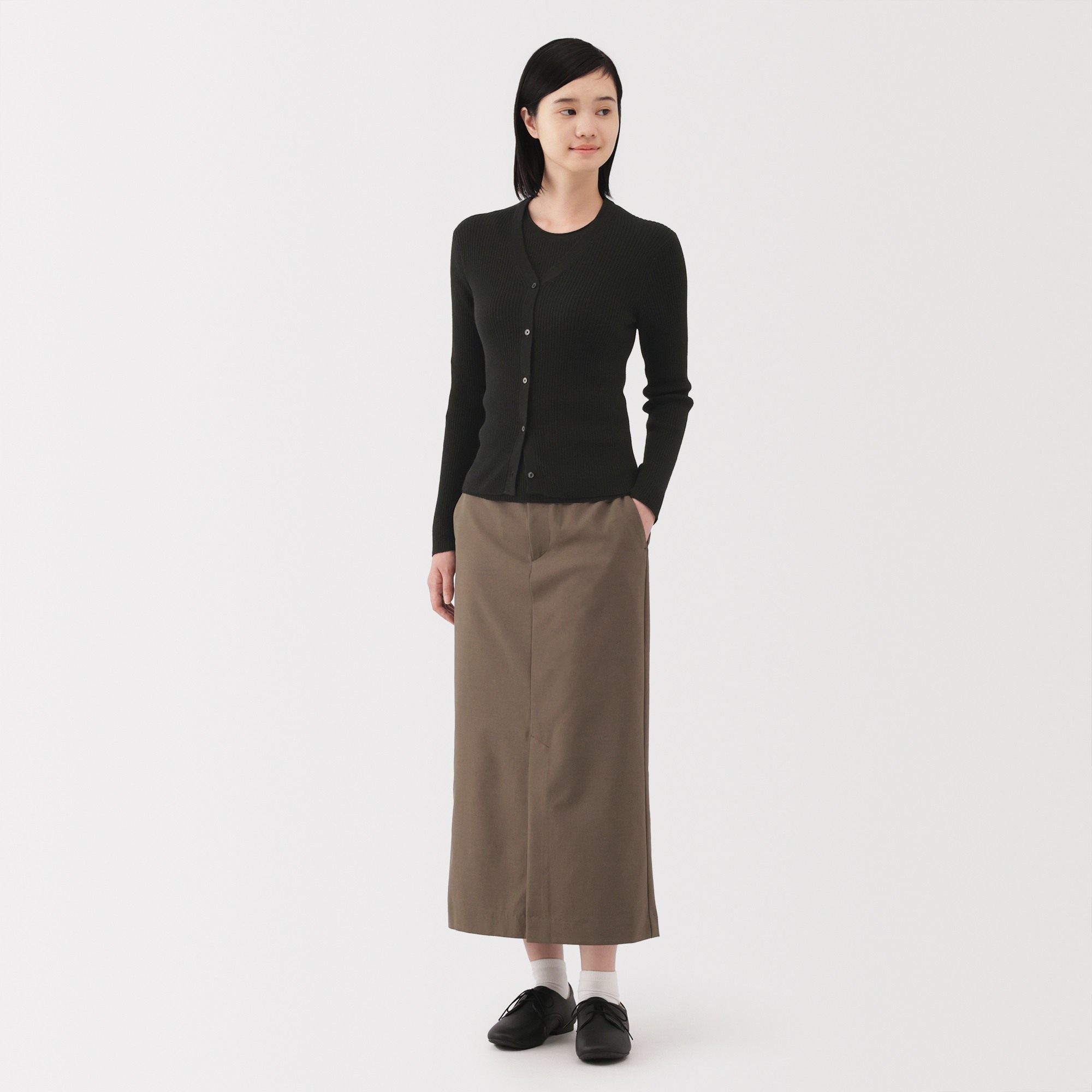 W's Lyocell blended V neck cardigan