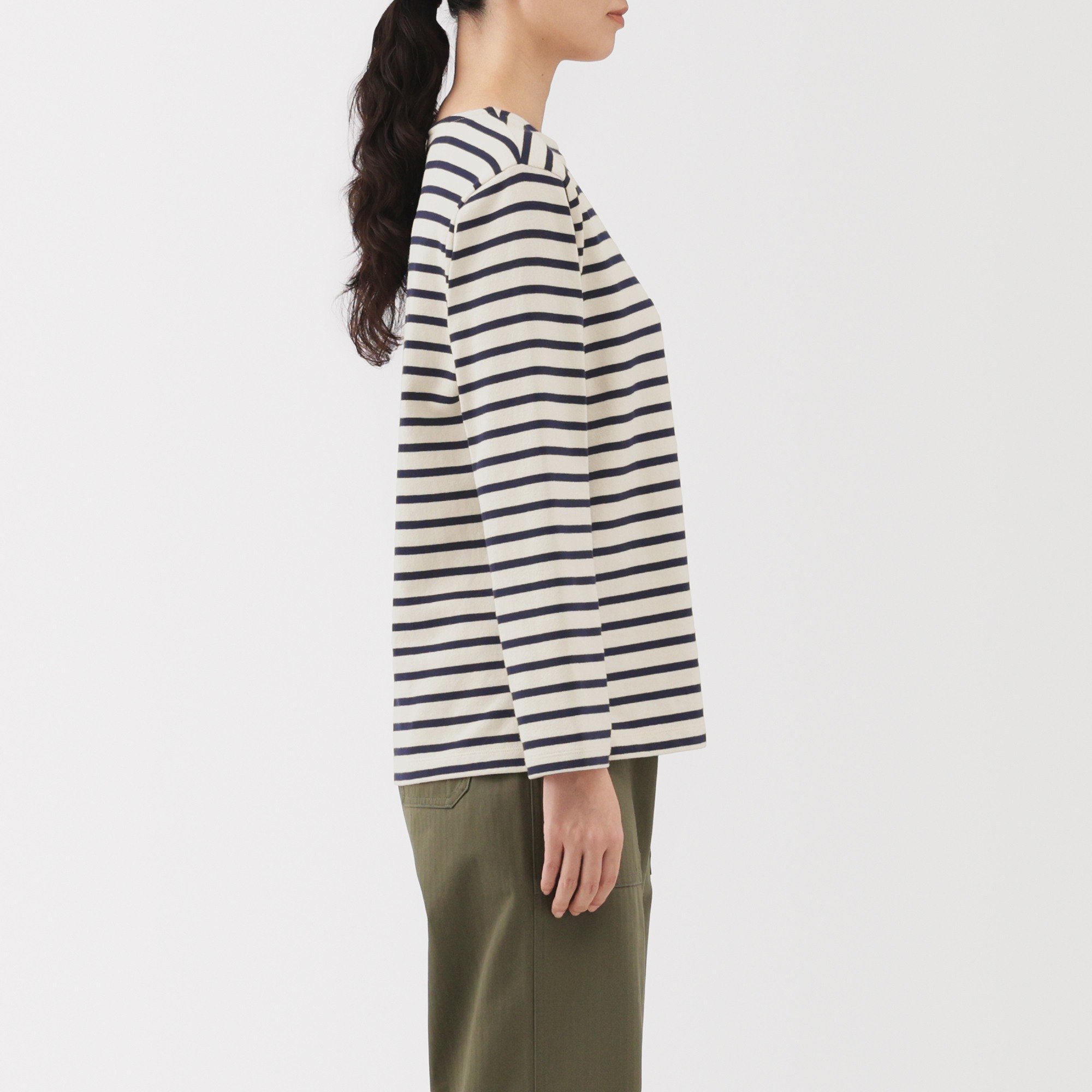 W's Heavy weight boat neck L/Slv T-shirt