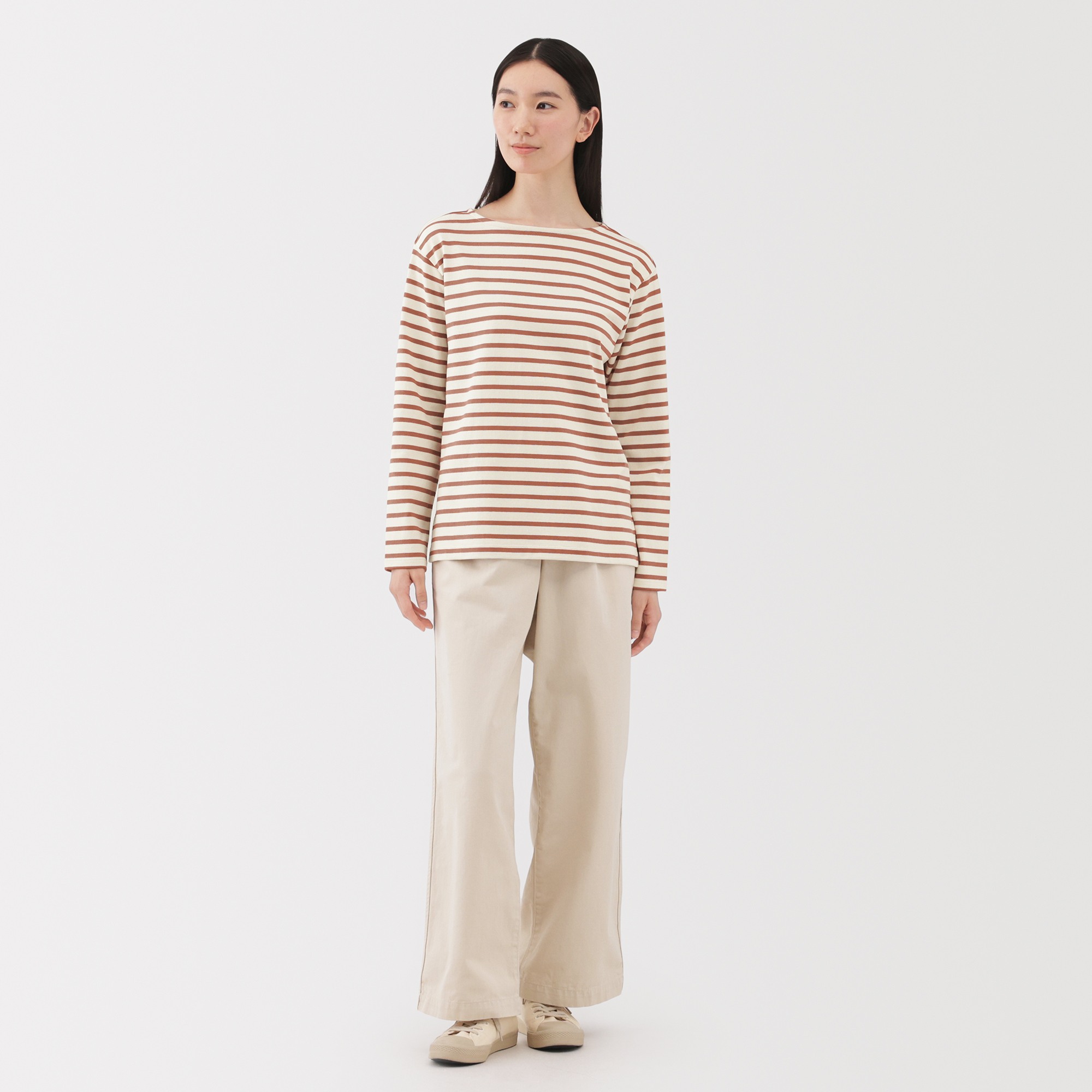 W's Heavy weight boat neck L/Slv T-shirt