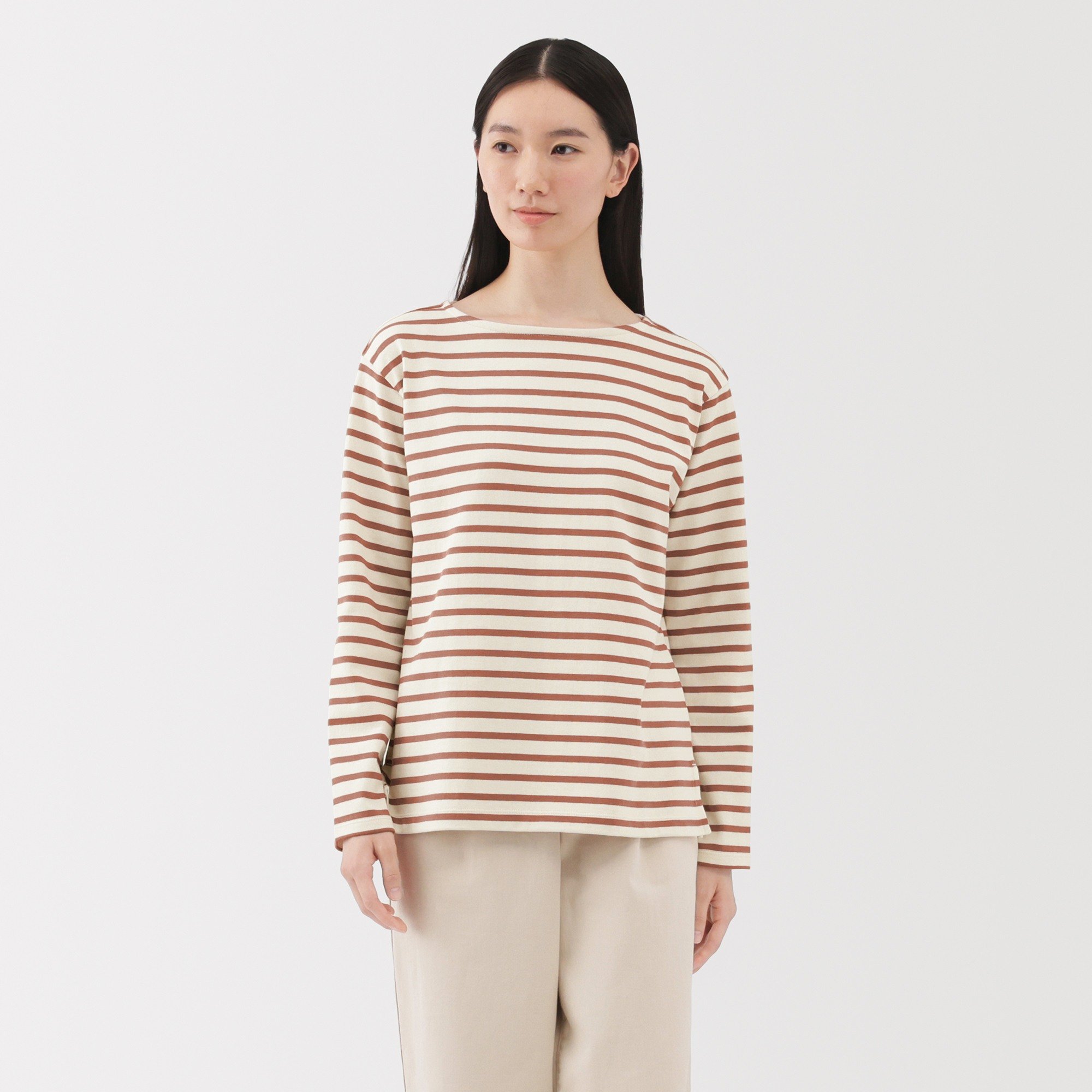 W's Heavy weight boat neck L/Slv T-shirt