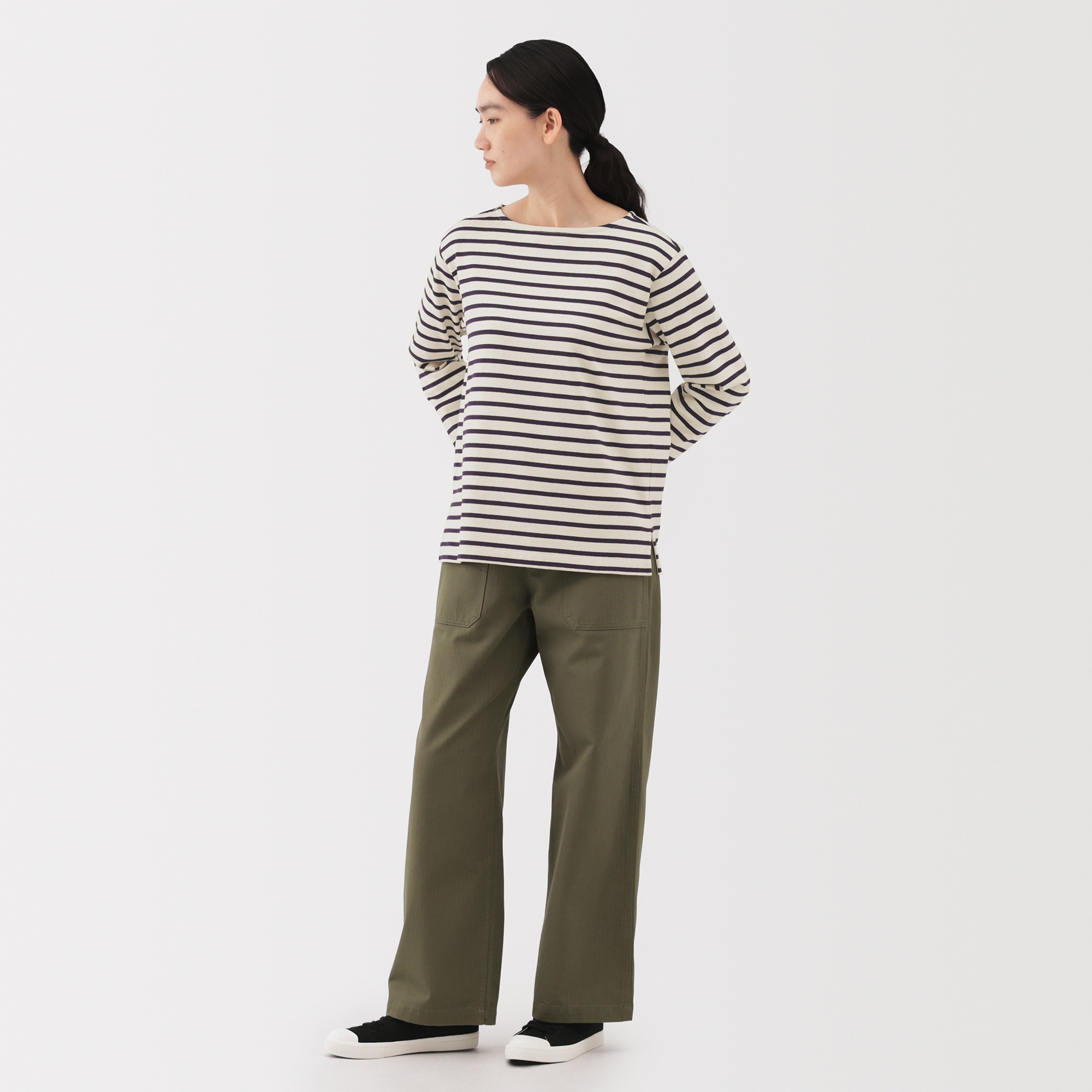 W's Heavy weight boat neck L/Slv T-shirt