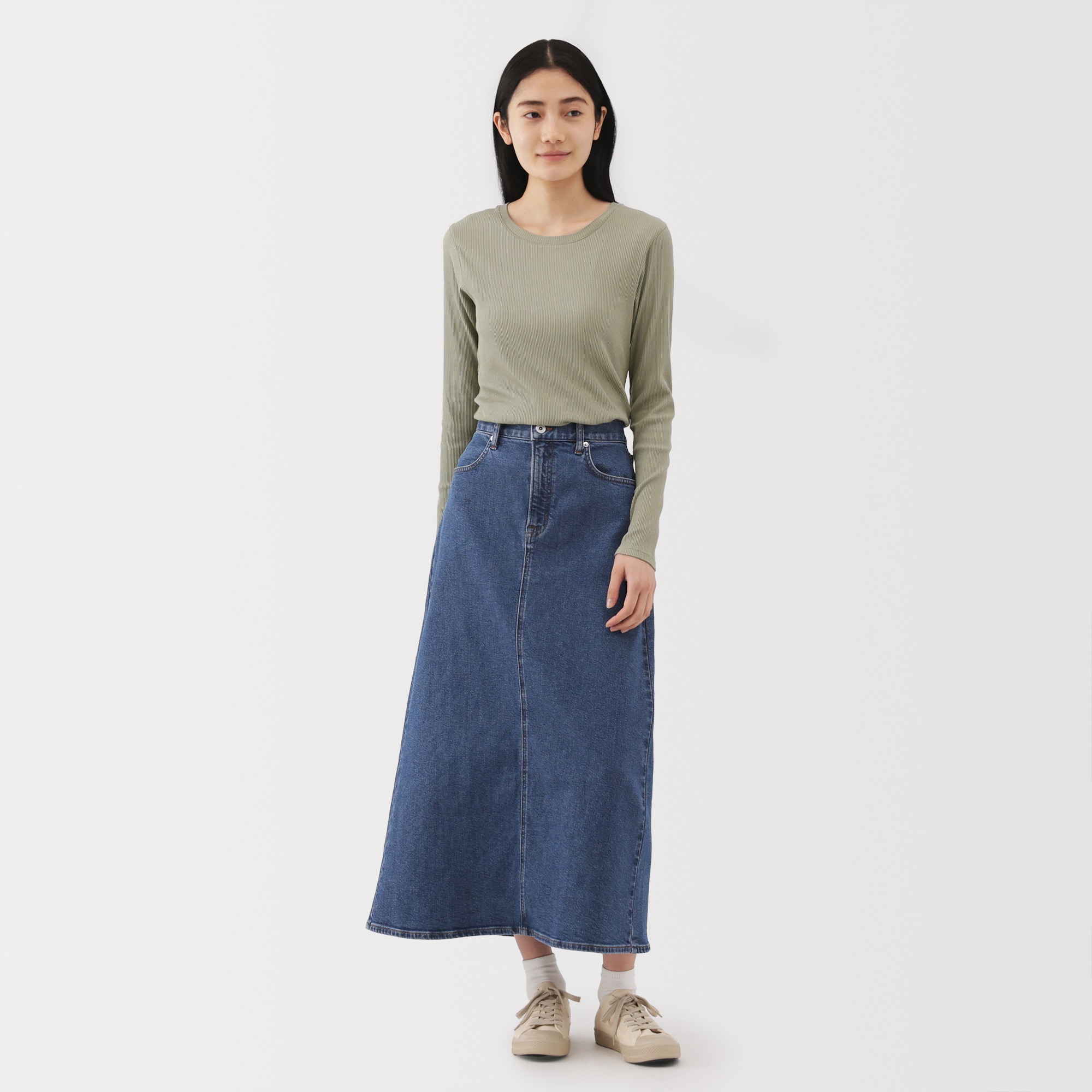 W's Lyocell blend ribbed crew neck L/S T-shirt